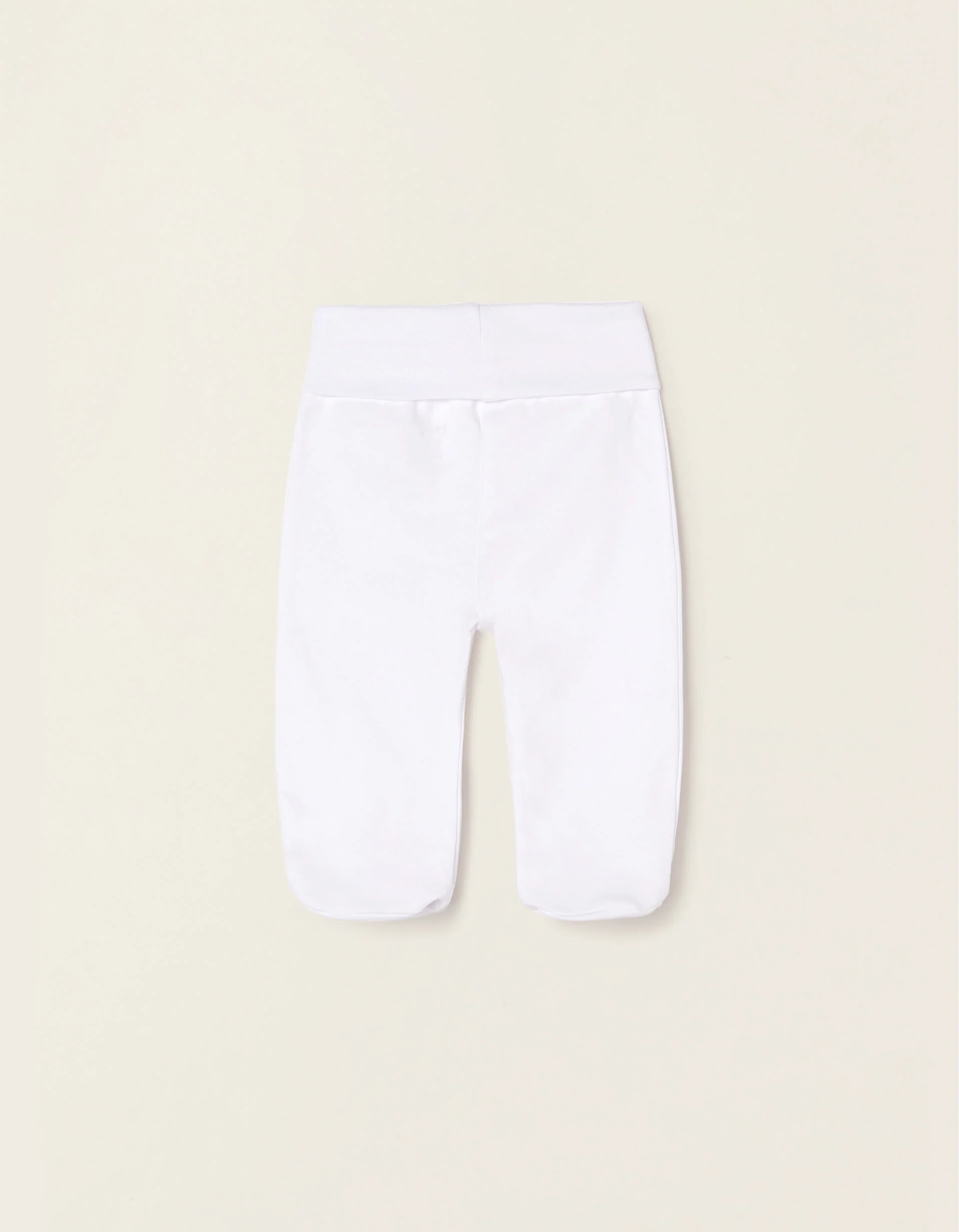 Pack of 4 Trousers with Folds and High Waist for Newborns and Babies, White