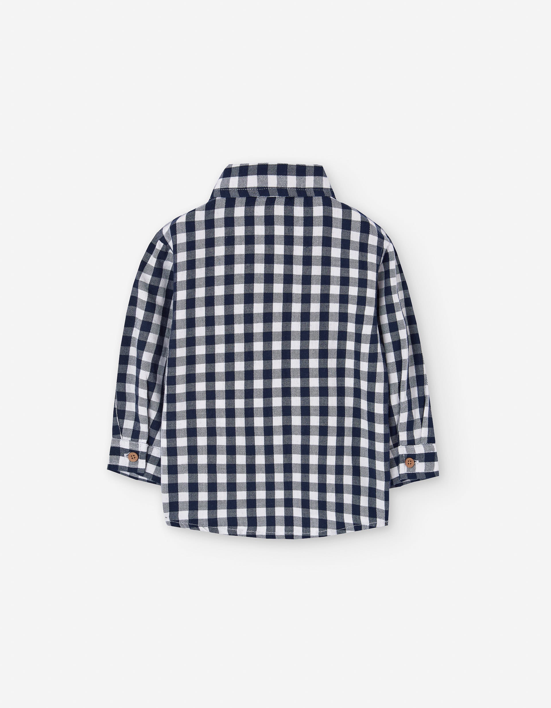 Long sleeve twill shirt with Vichy pattern for baby boys, blue/white