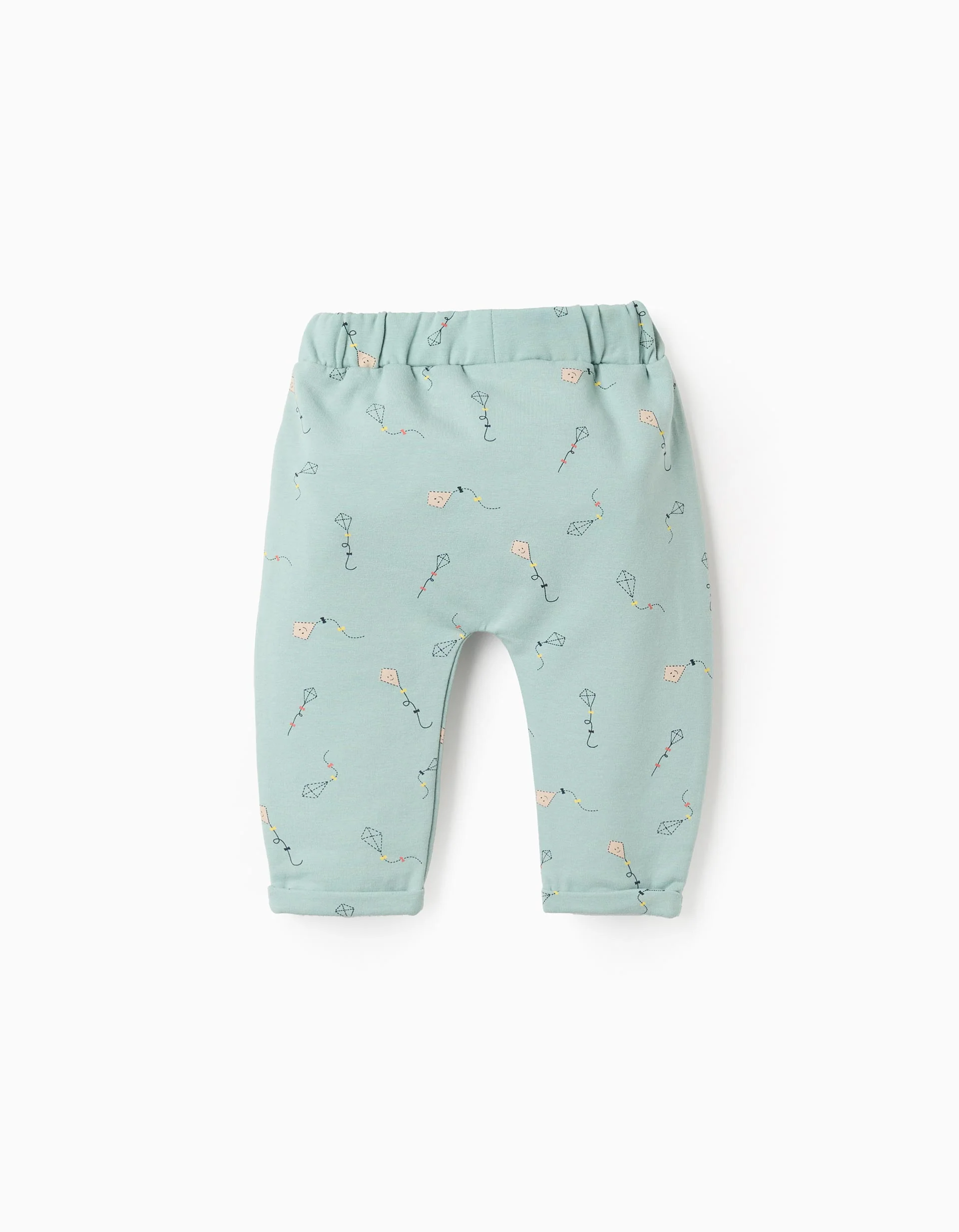 Brushed Trousers with Motif for Newborns 'Parrot', Aqua Green