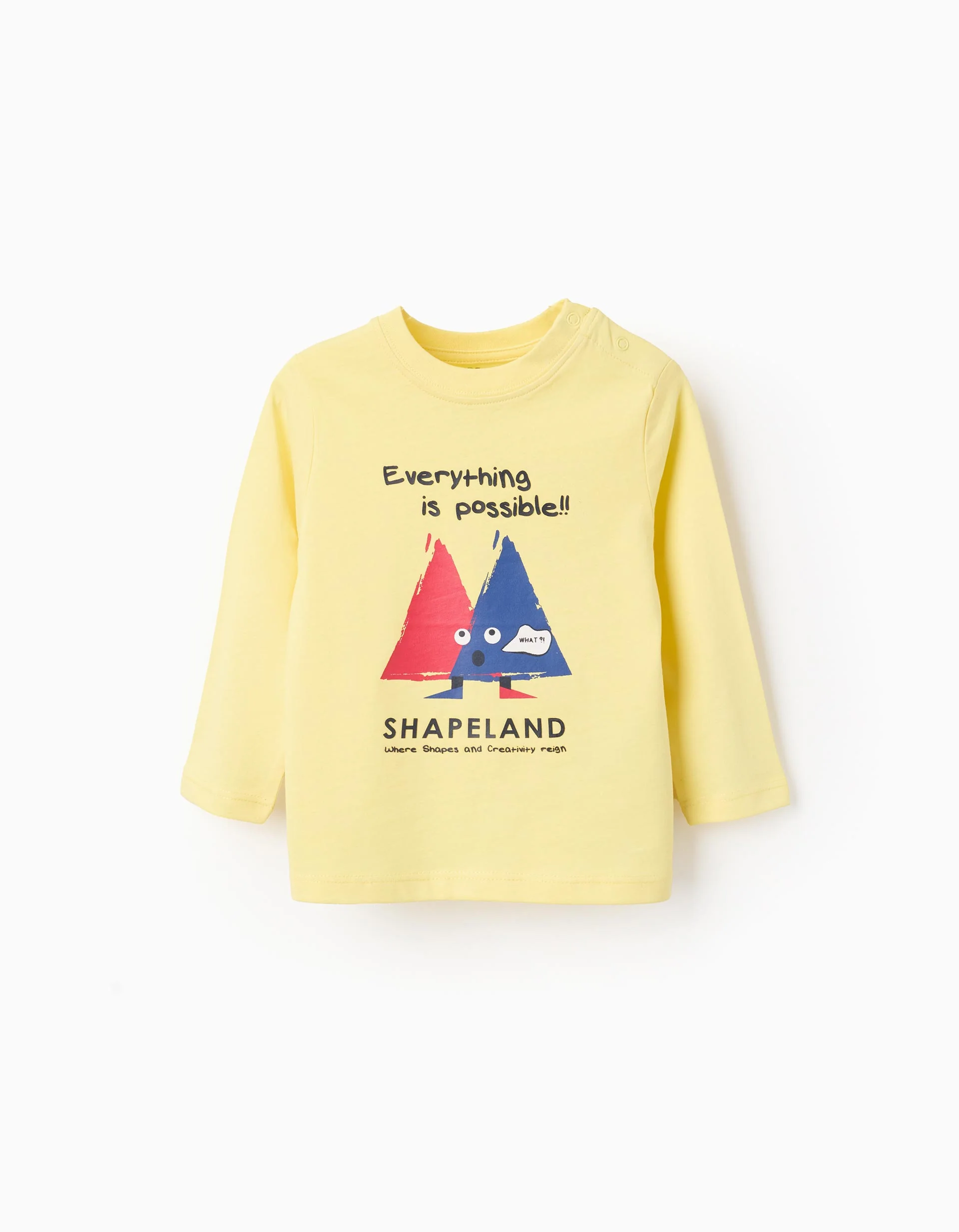 Long Sleeve Cotton T-shirt for Baby Boys 'What', Yellow