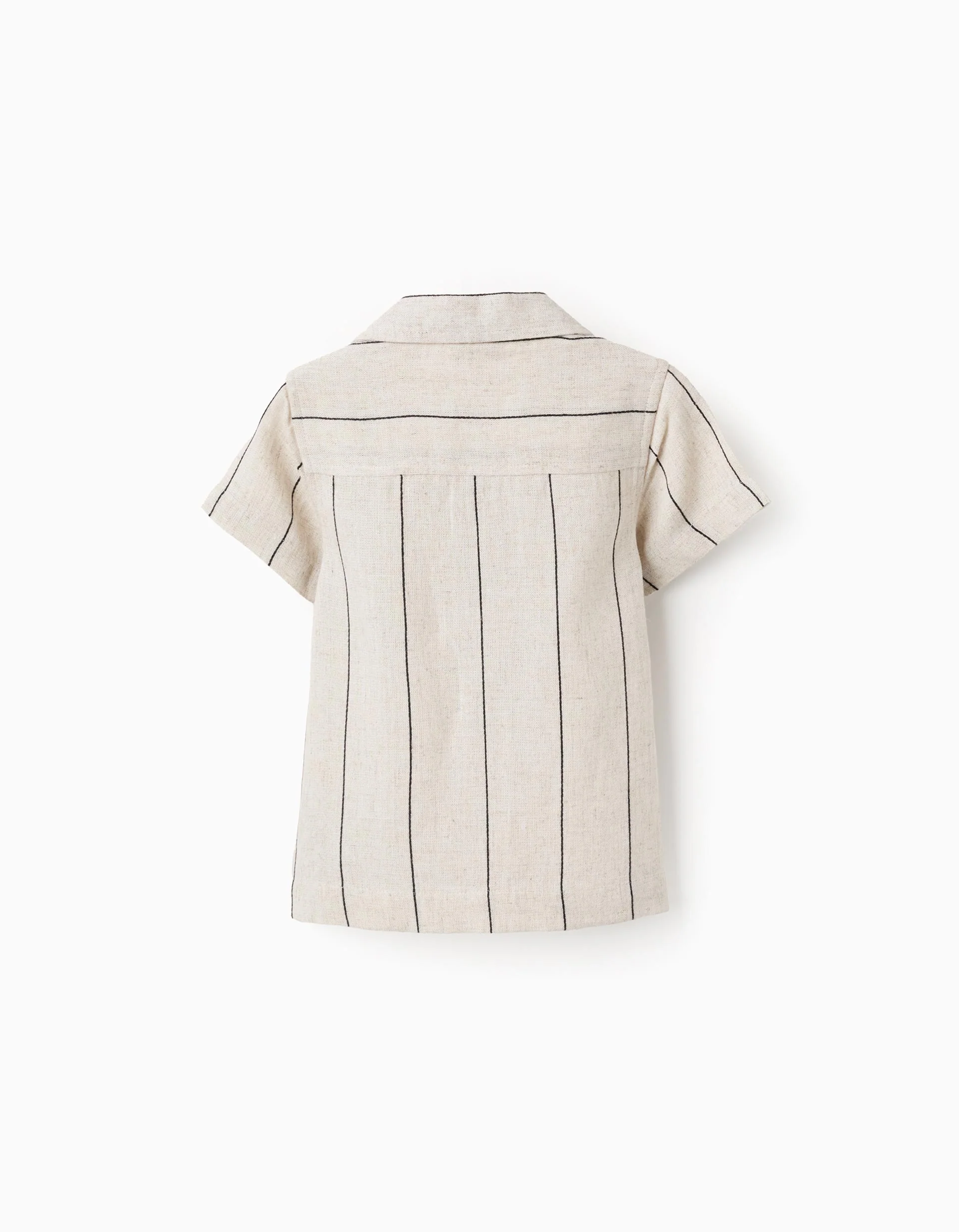 Short Sleeve Shirt in Viscose and Linen for Baby Boys, Beige