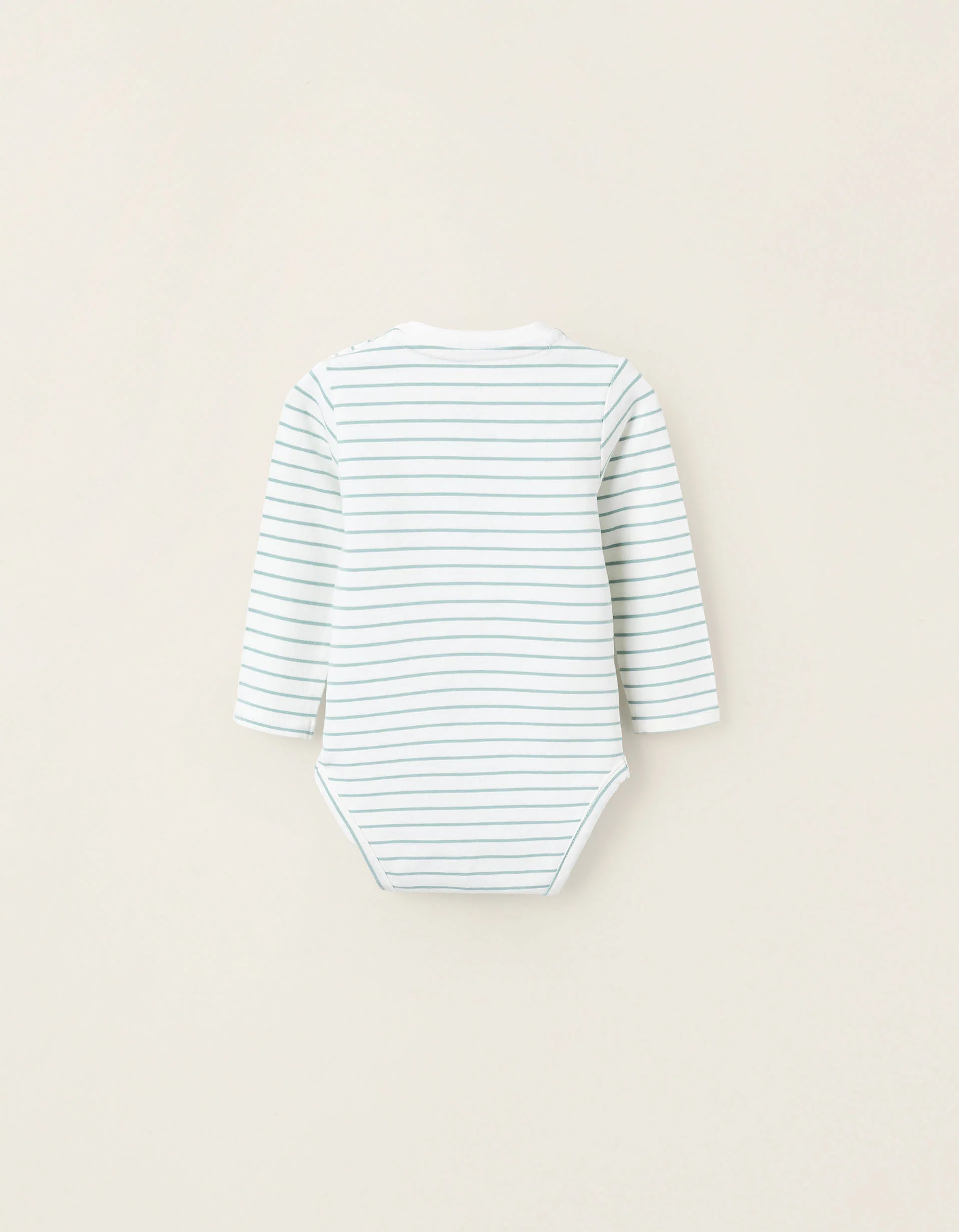 Bodysuit with Striped Motif for Newborns 'Smiley', White/Green