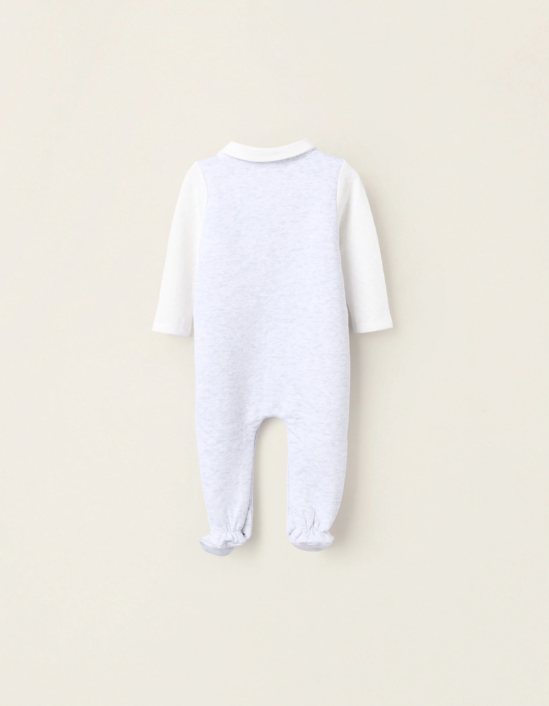 Sleepsuit with Texture for Newborns 'Peek-a-Boo', White/Grey