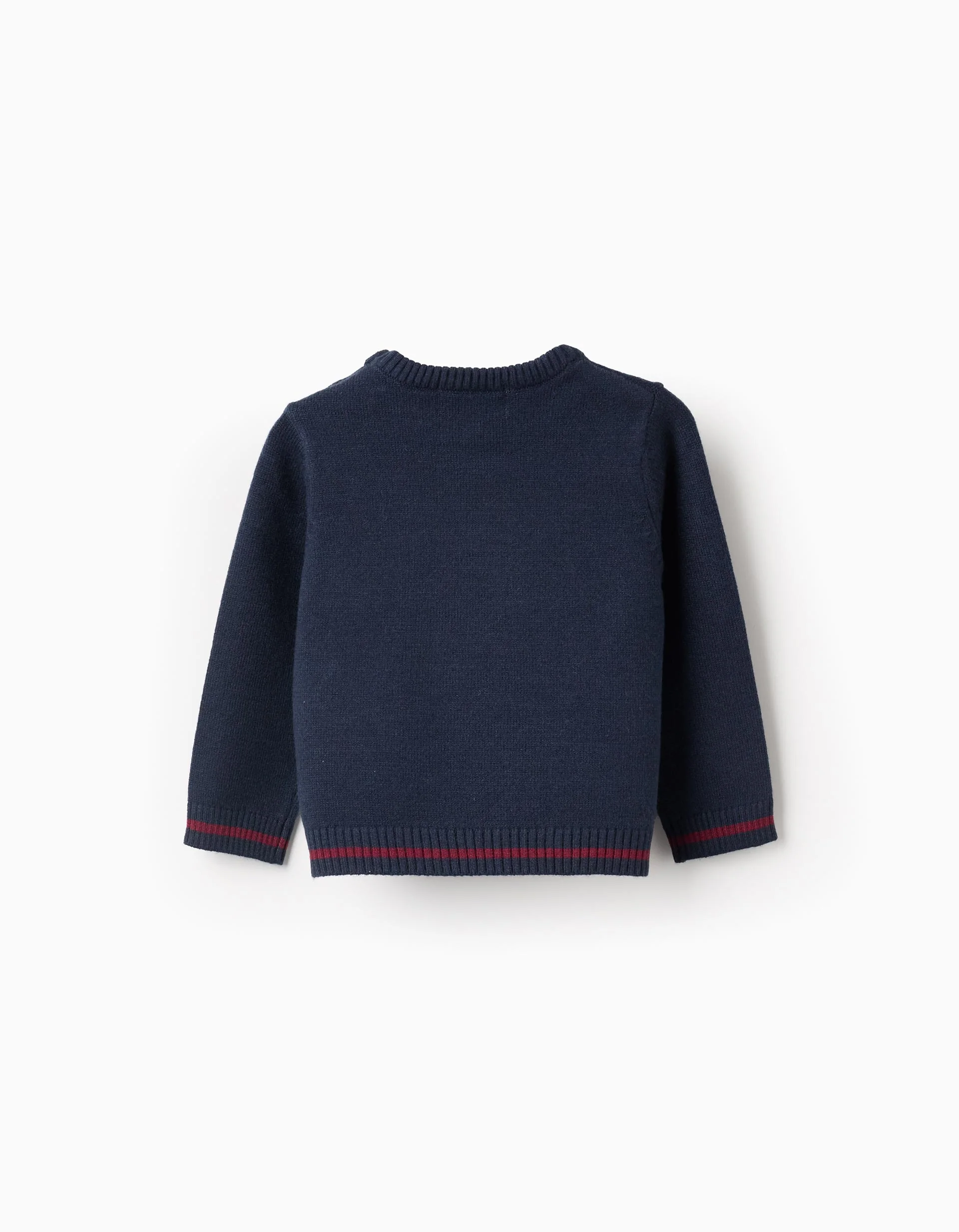 Jacquard Knitted Jumper with Stripes for Baby Boys, Dark Blue
