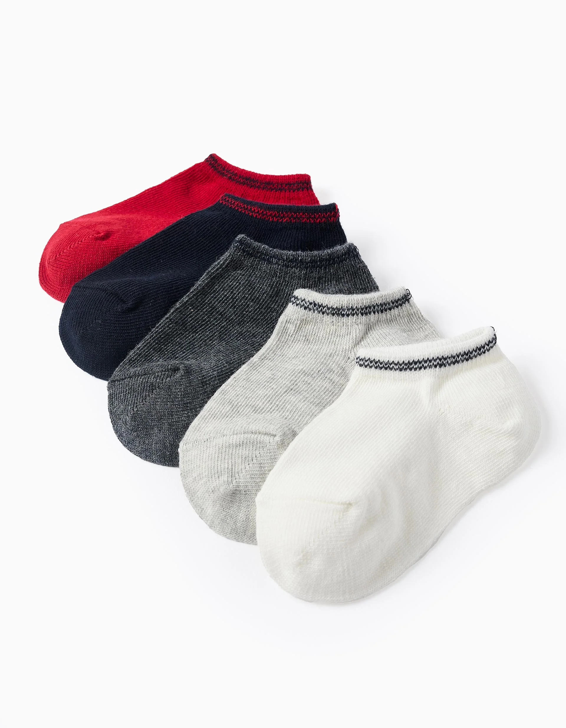 Pack of 5 Pairs of Ankle Socks with Stripes for Baby Boys, Multicolour
