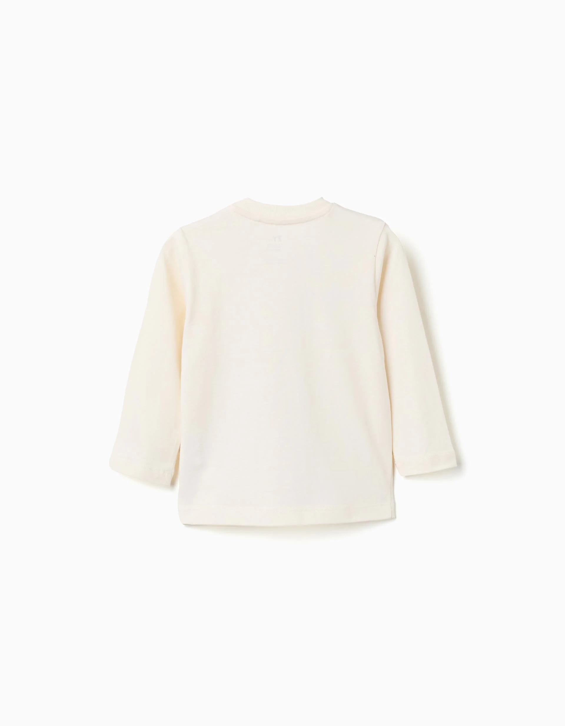 Long sleeve cotton T-shirt 'fox and worm' for baby boys, white