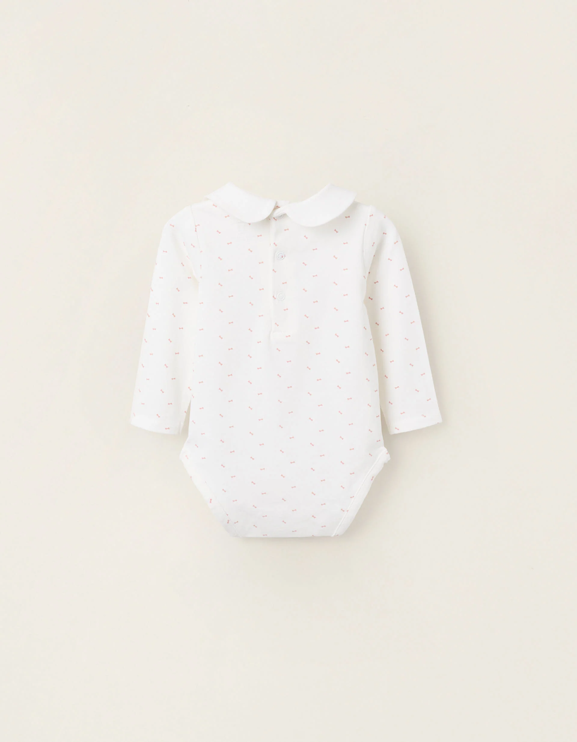 Bodysuit with Motif for Newborn Girls 'Bows', White/Pink