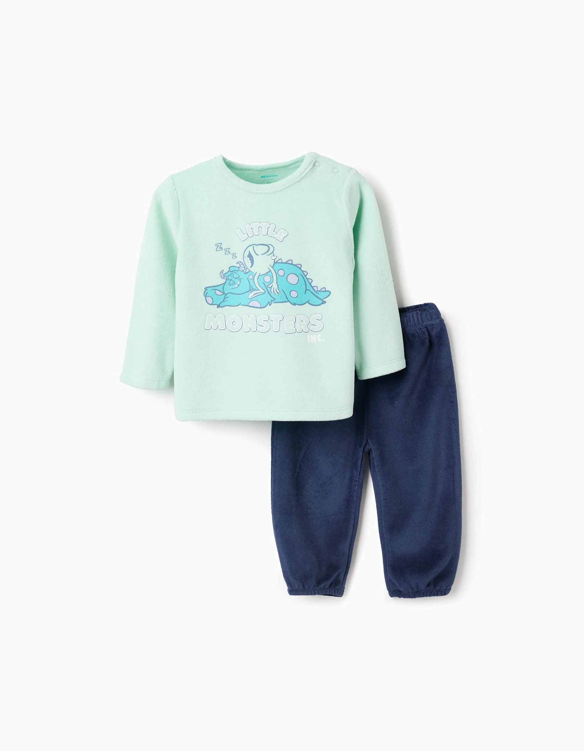Velour Pyjama for Baby Boys 'Monsters', Green/Dark Blue