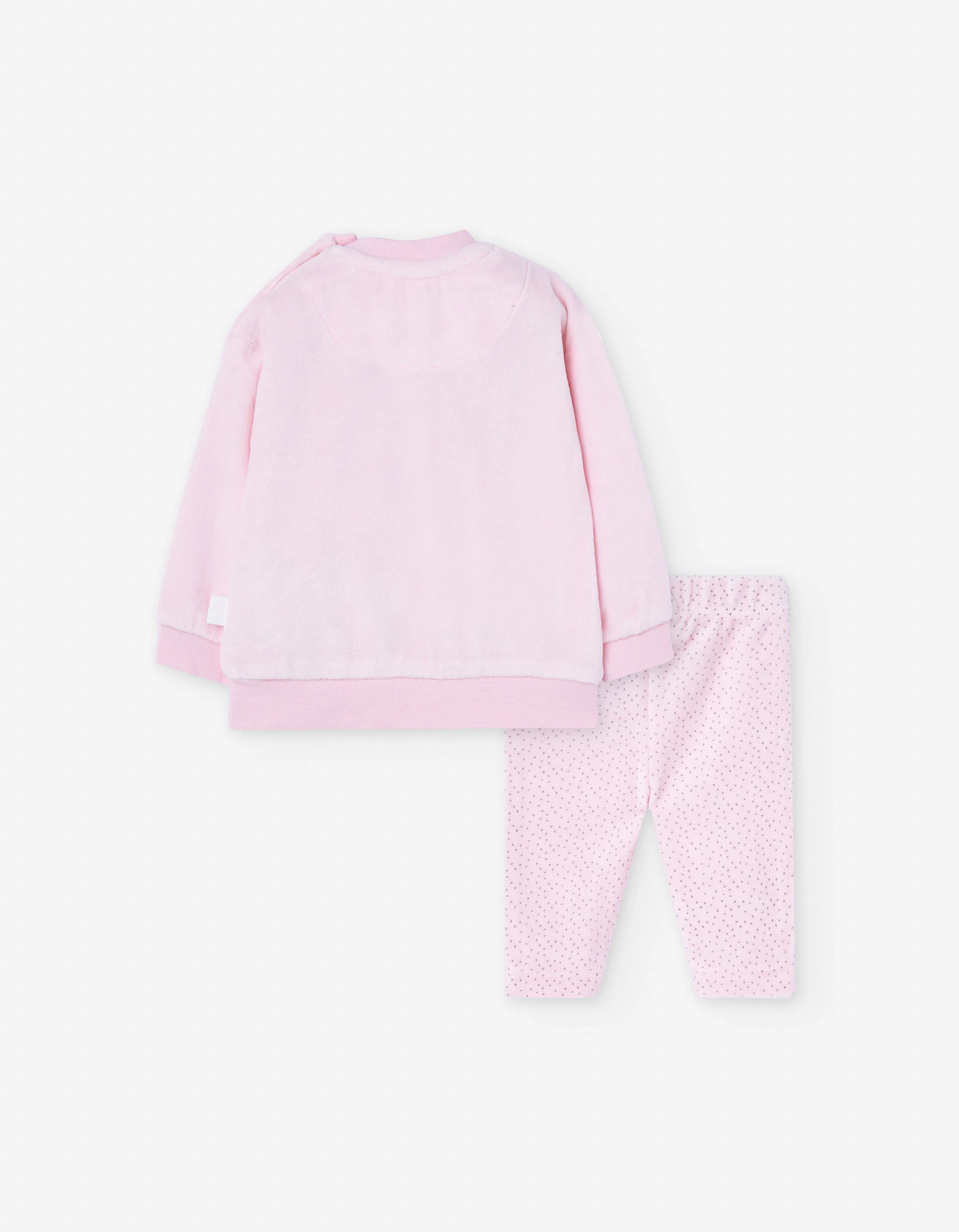 Velvet sweatshirt with 3D cat and trousers for newborn girls, pink