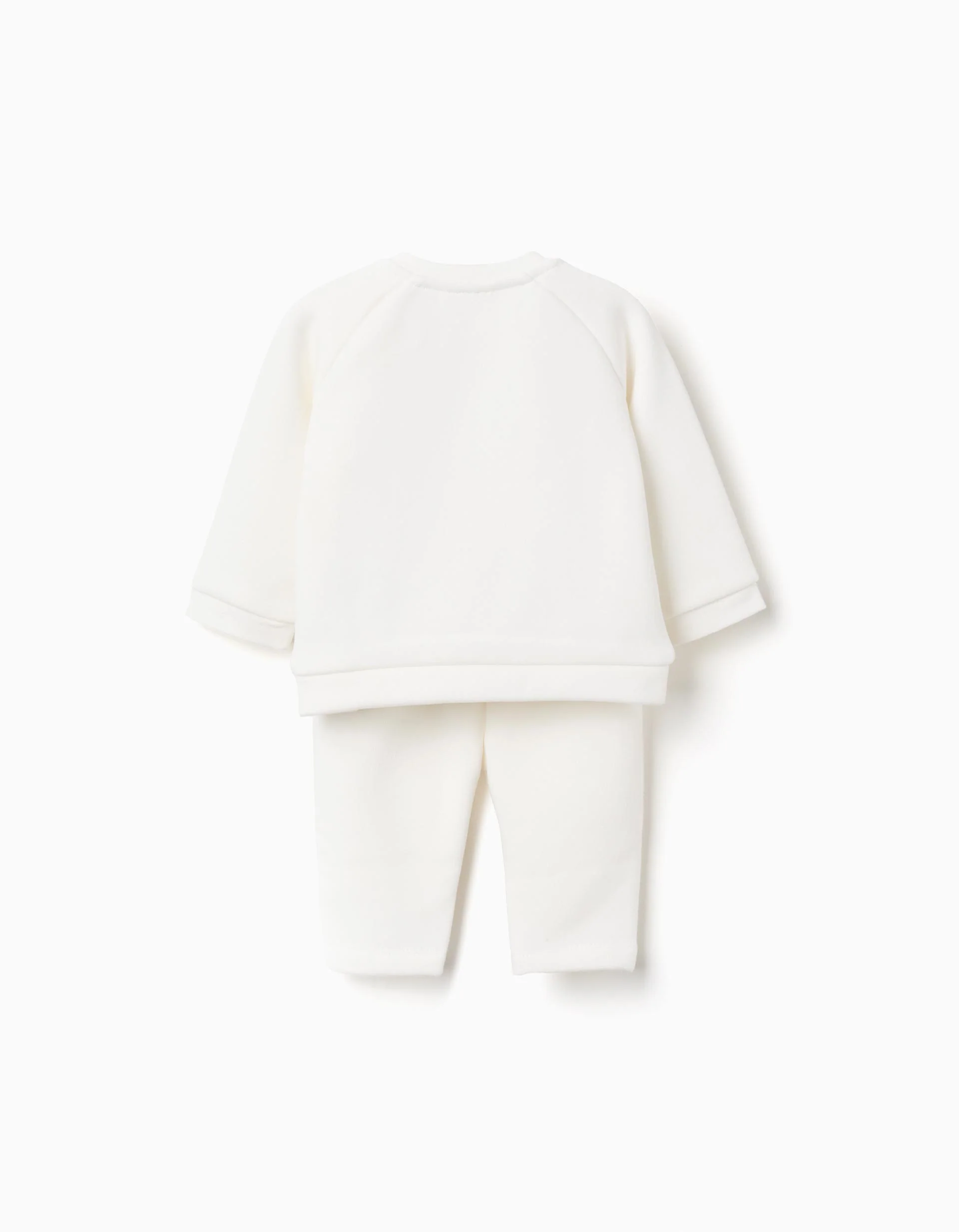 Brushed Set of Sweatshirt + Trousers for Newborns, White