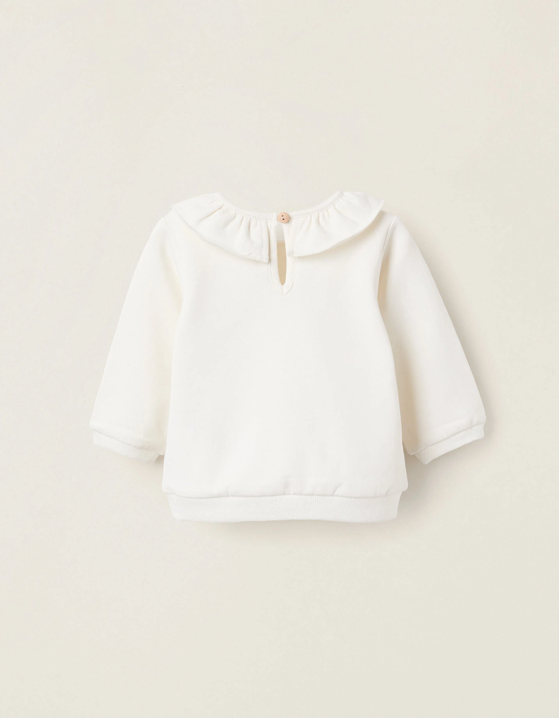 Brushed Sweatshirt with Ruffles for Newborn Girls 'Mushrooms', White