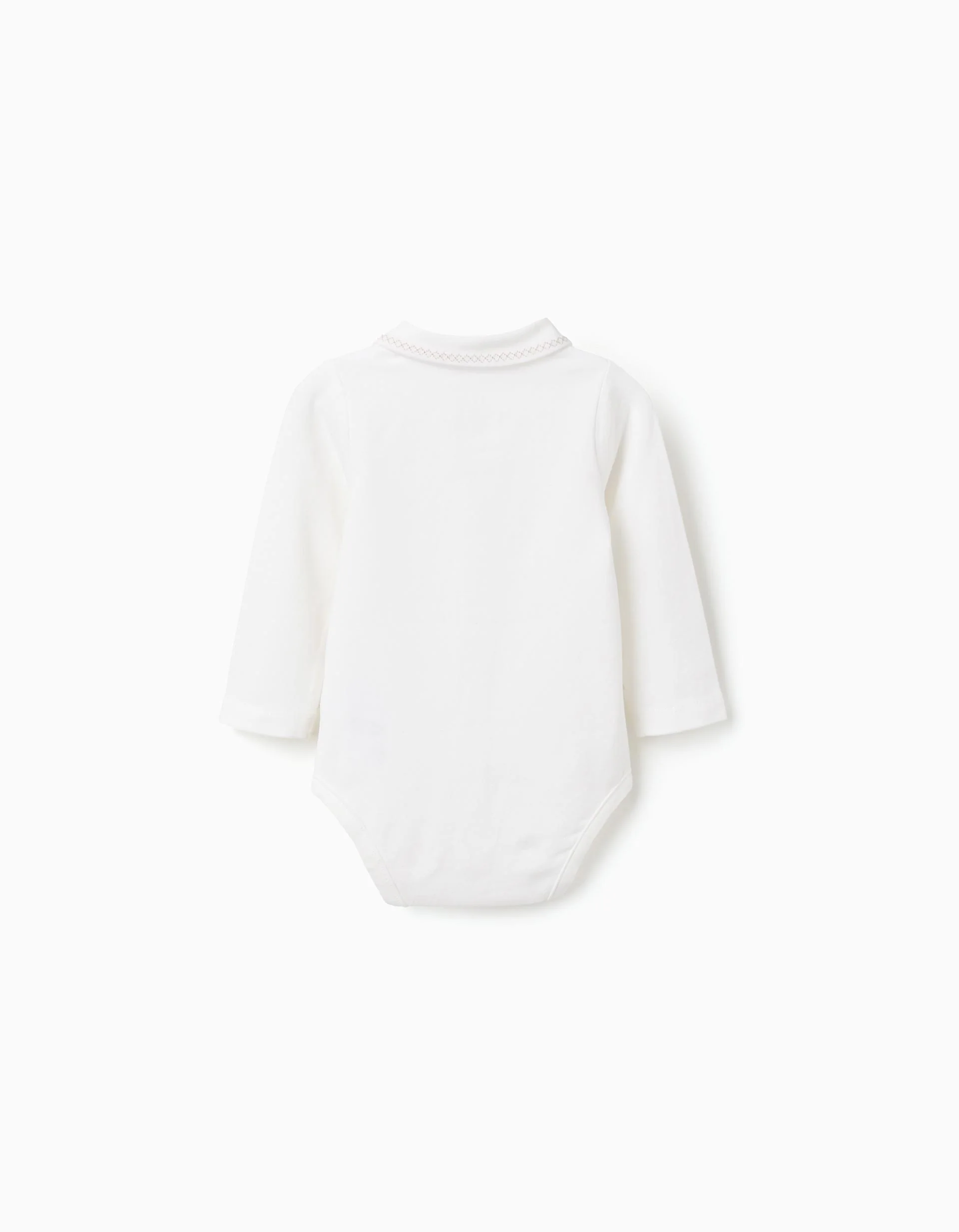 Jersey Bodysuit with Peter Pan Collar for Newborn Boys, White