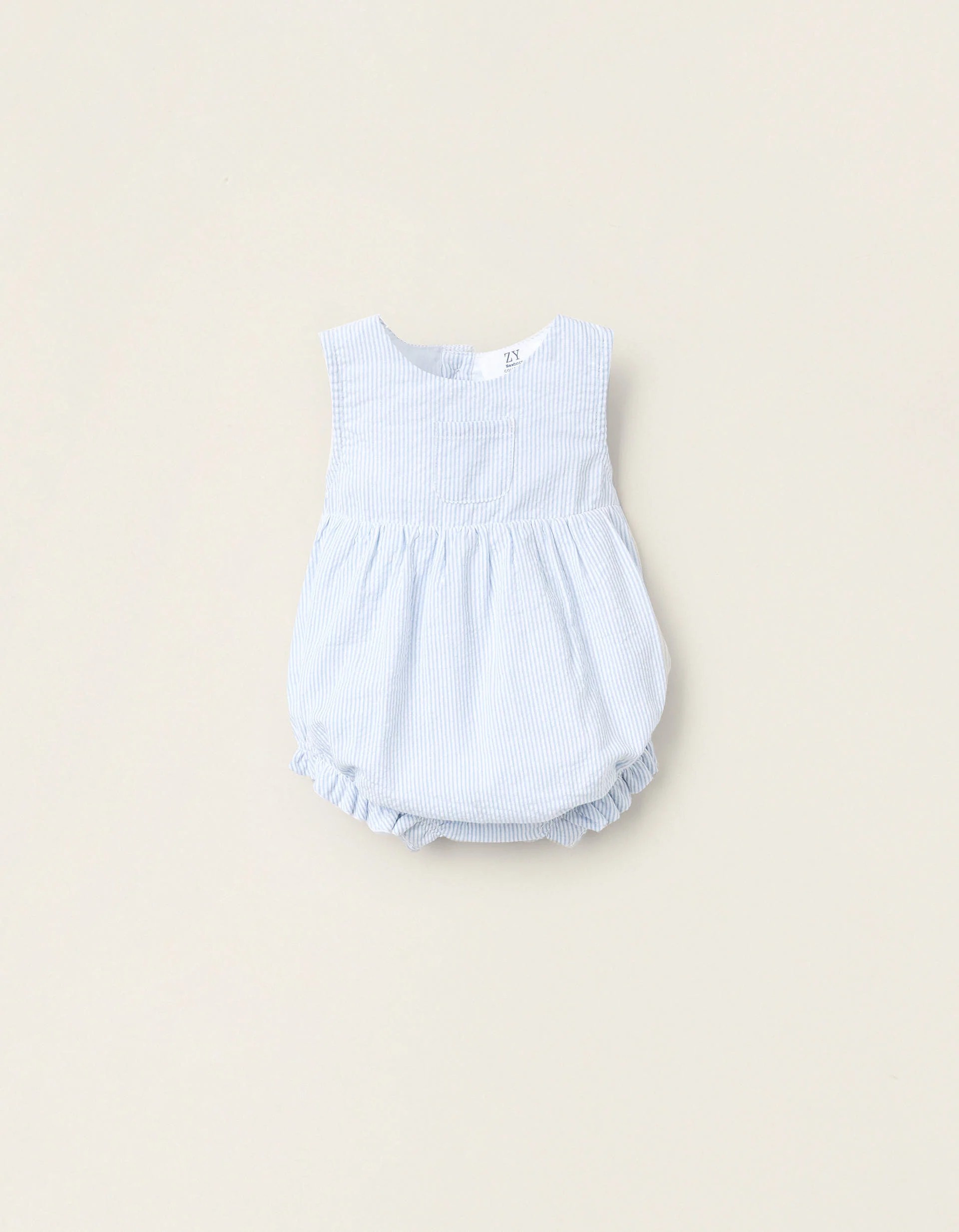 Striped Jumpsuit for Newborns, White/Blue