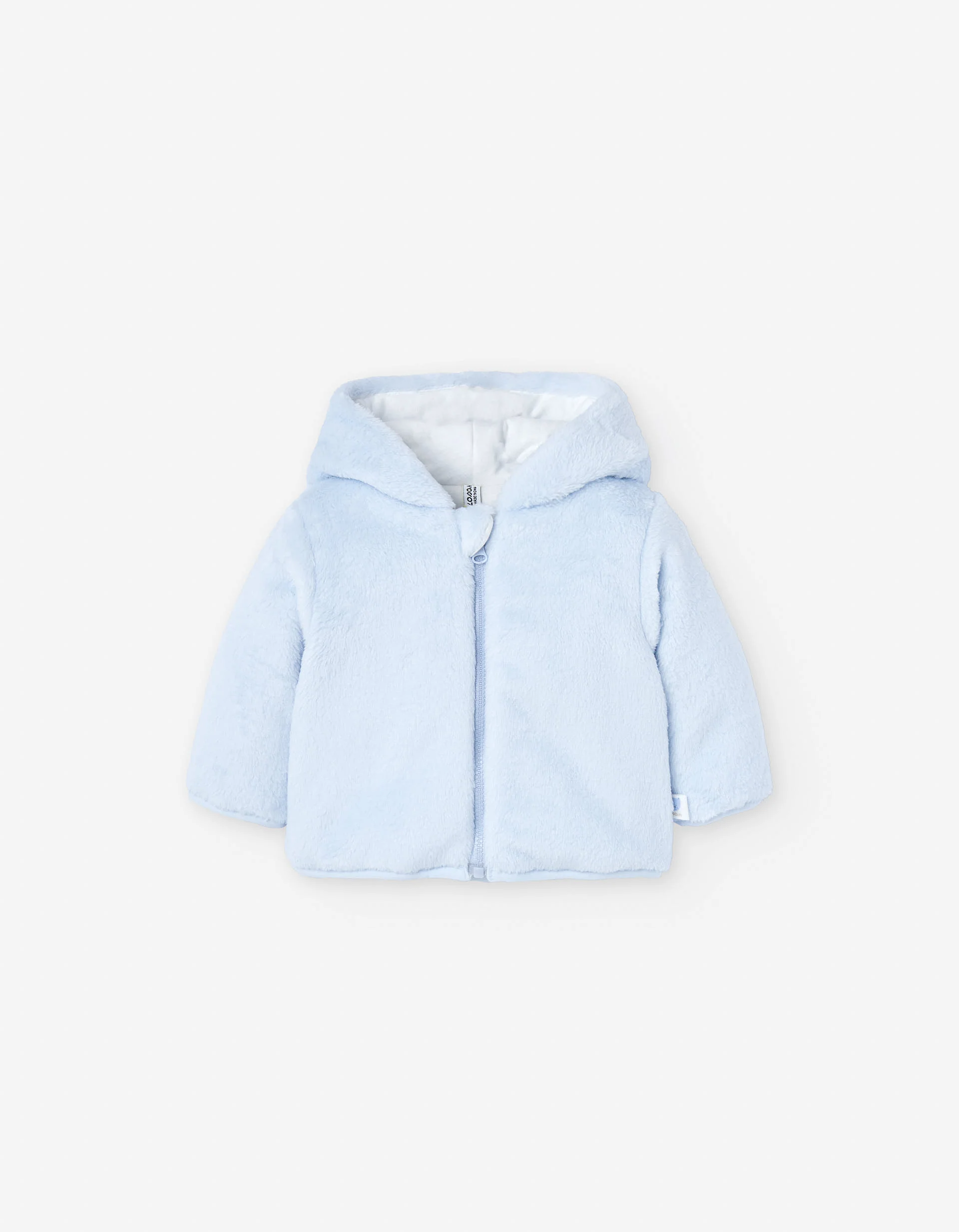 Hooded padded jacket with faux fur for newborn boys, lilac