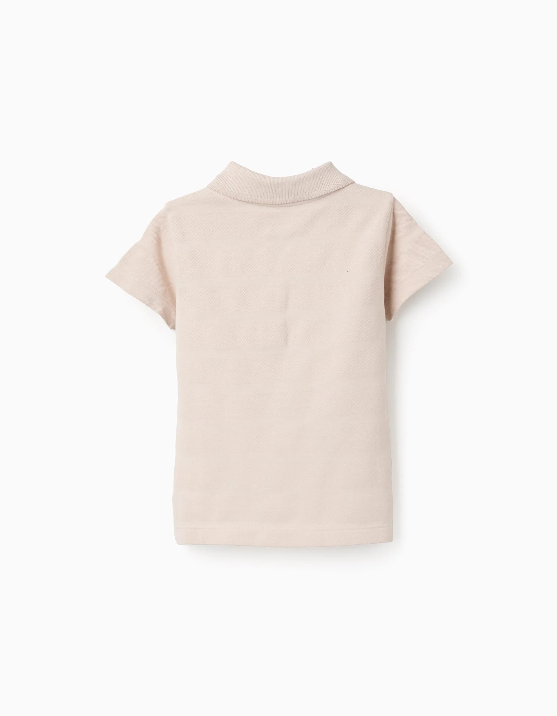 Cotton Striped Textured Polo-shirt for Baby Boys, Beige