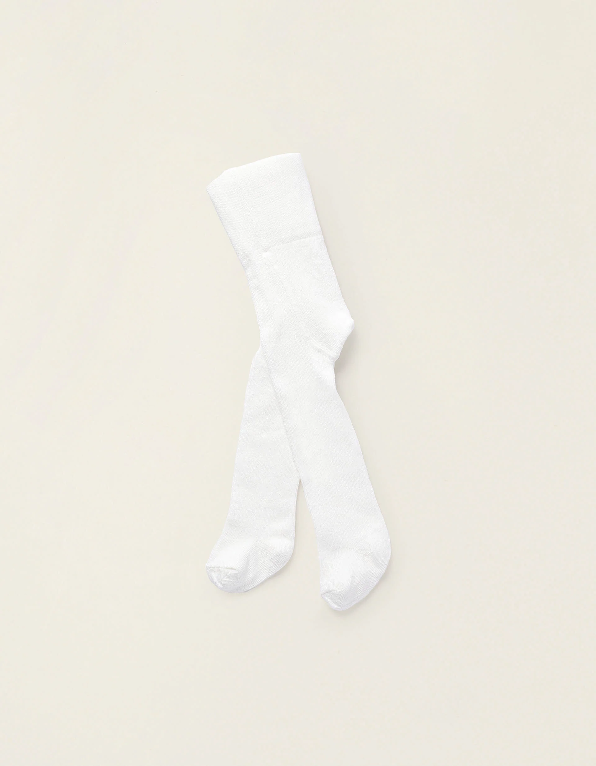 High-Waist Cotton Tights for Newborns, White