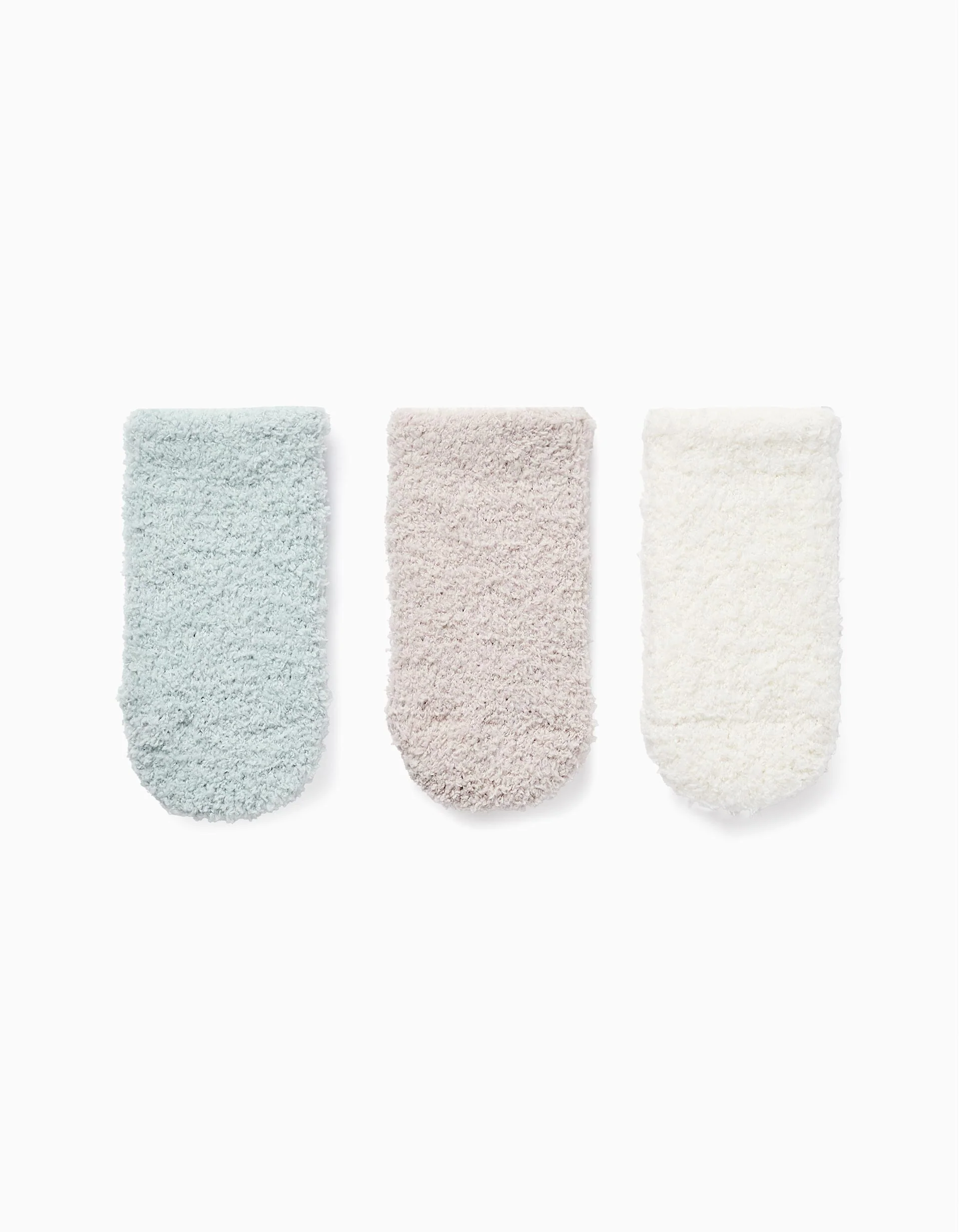 Pack of 3 pairs of chenille socks for newborns and babies, multicolour