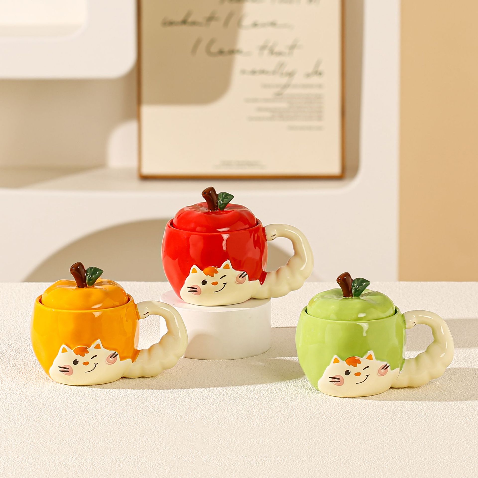 Apple Cat Ceramic Mug