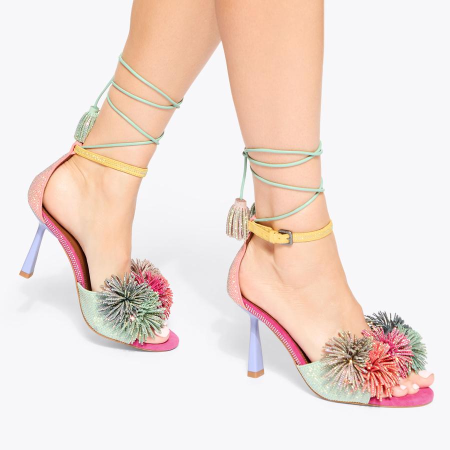 Kurt Geiger Pom Pom Tie Ankle Heel