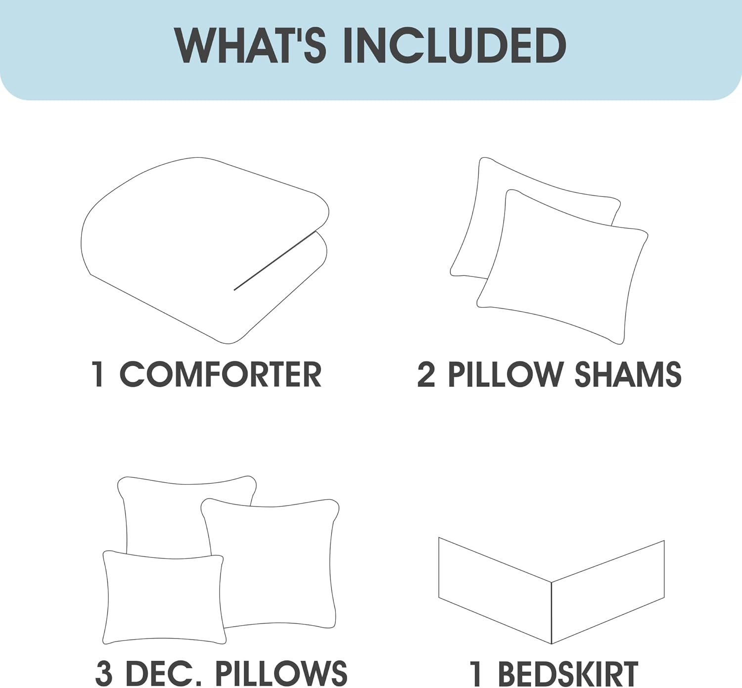 LANCO MODERN LIFESTYLE White Grey Comforter Set, King, 7 Piece Bed in a Bag, Microfiber Handcrafted Pintucking, All Season Bedding Set with Comforter, Bedskirt, Pillow Shams and Decro Pillows