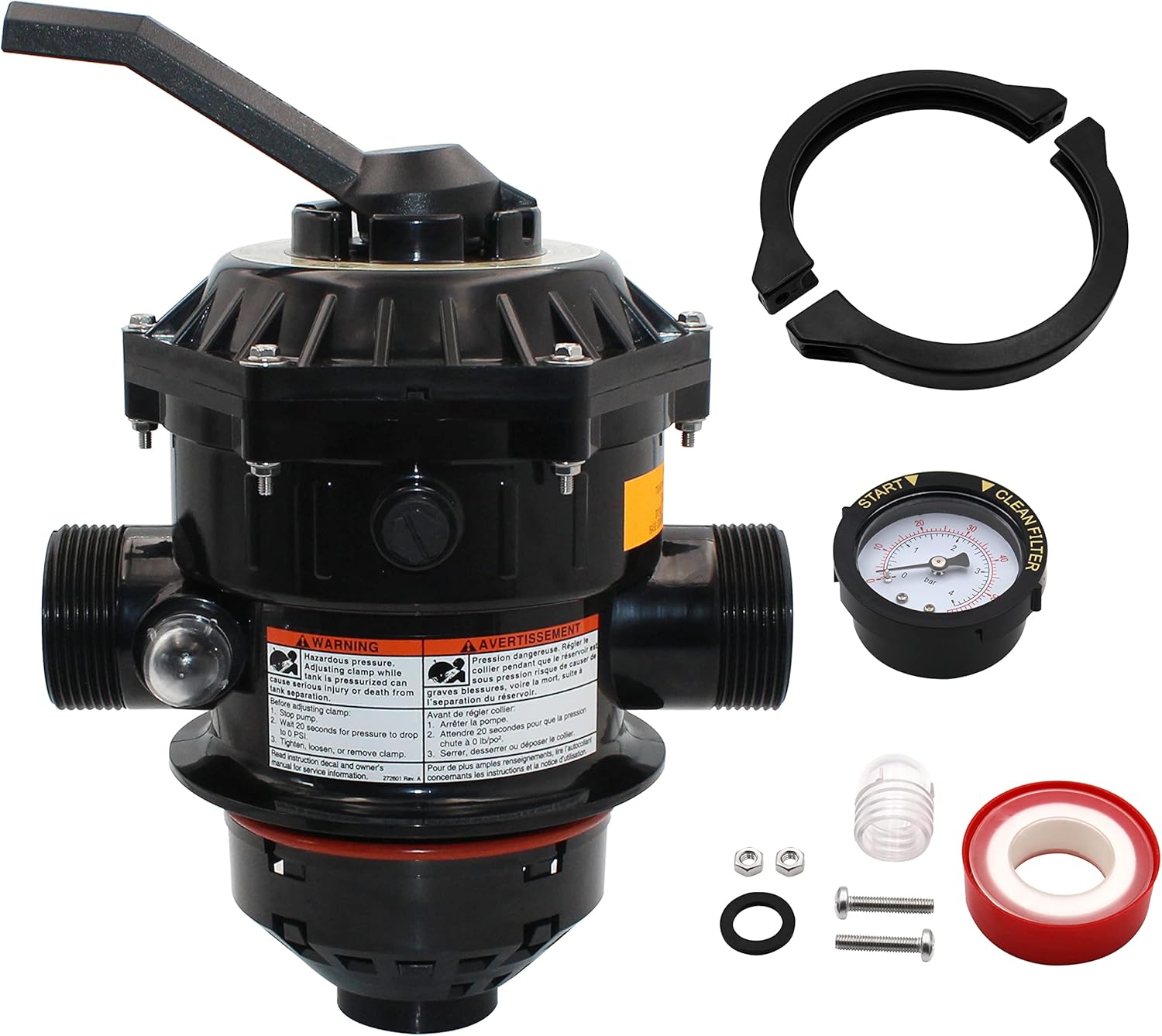 RDIYIN 262506 1-1/2-Inch 6-Way Clamp Style Valve,Compatible with Pool and Spa Sand Filter,Aftermarket Part.