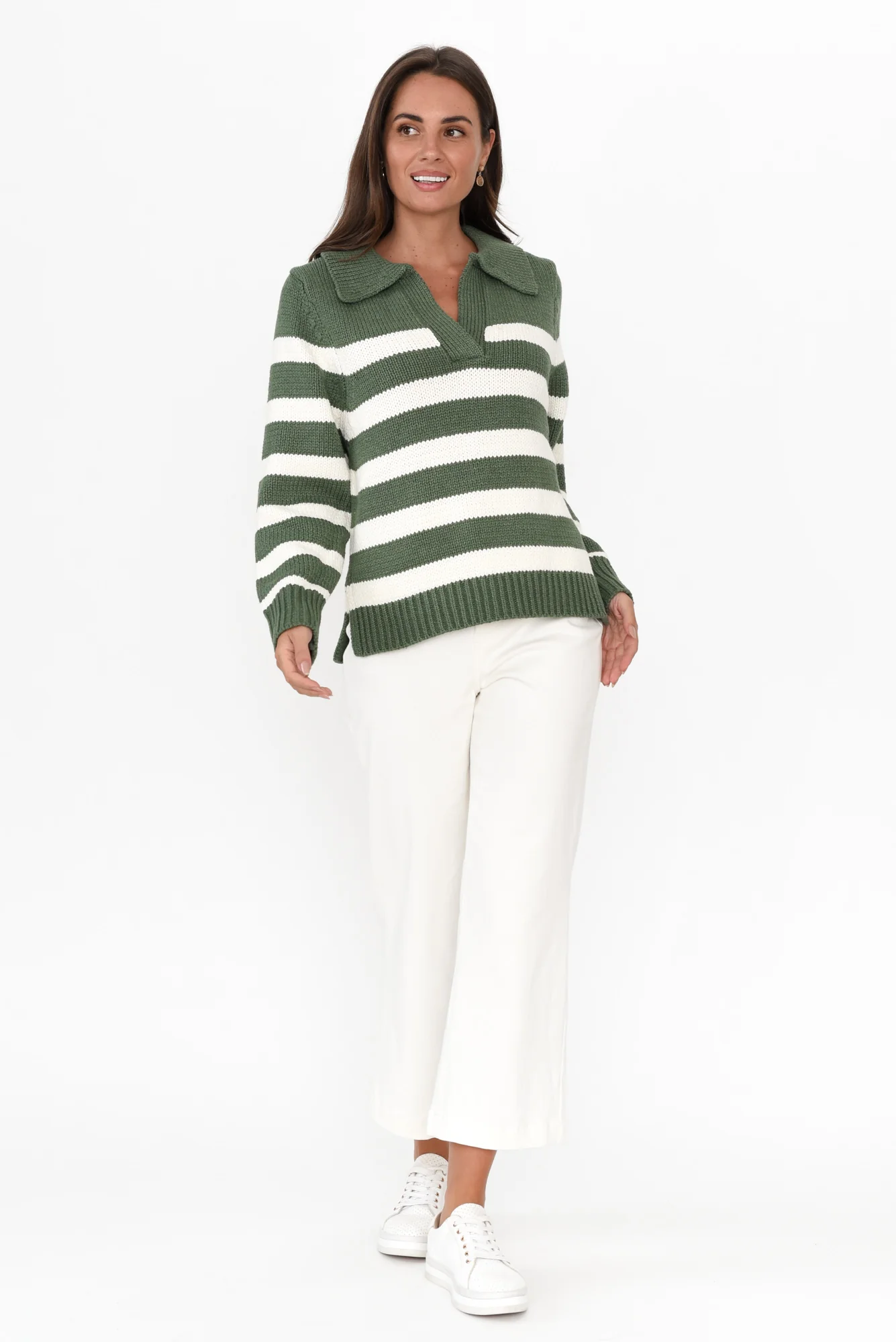 Cutler Khaki Stripe Knit Jumper
