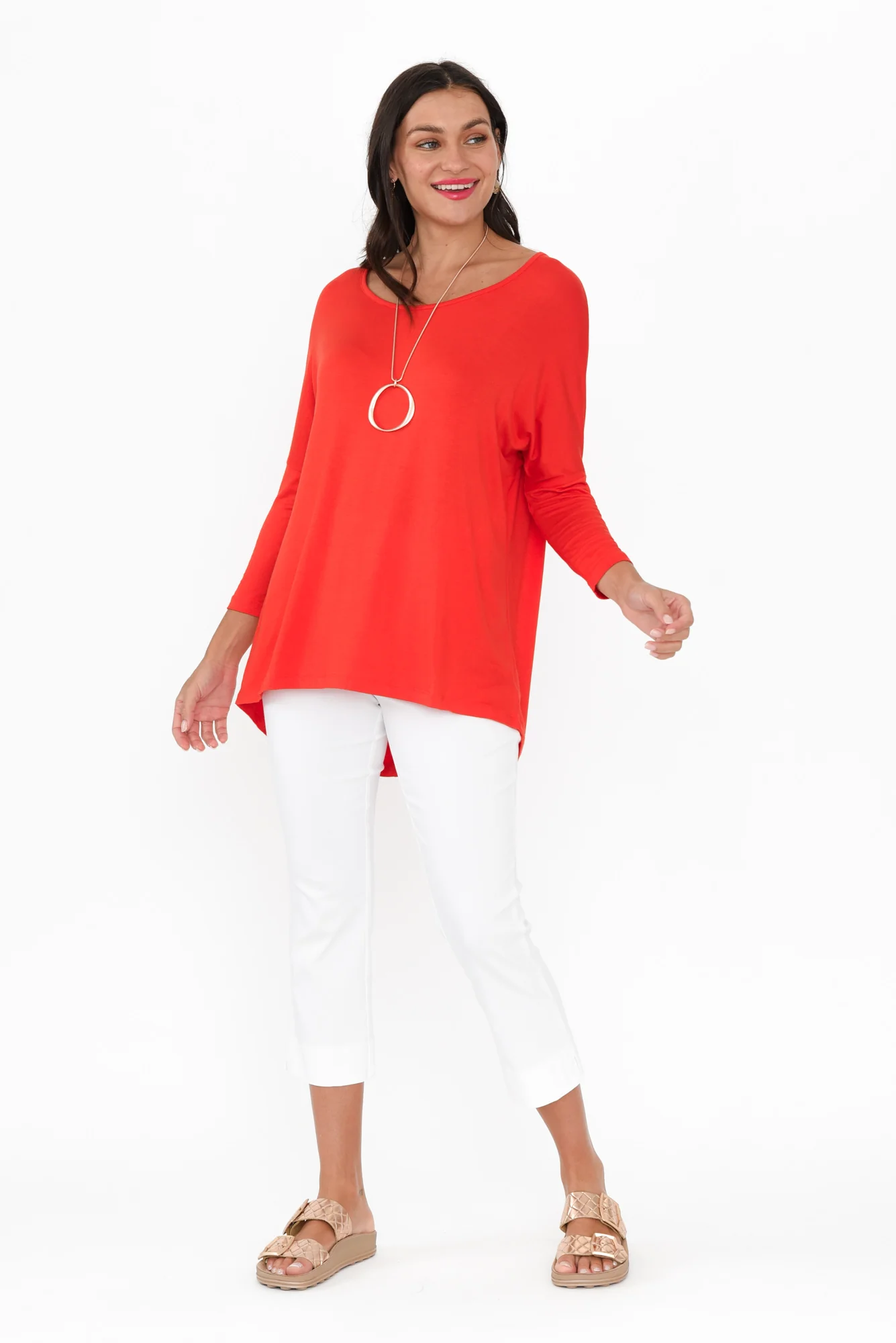 Red Milan 3/4 Sleeve Top