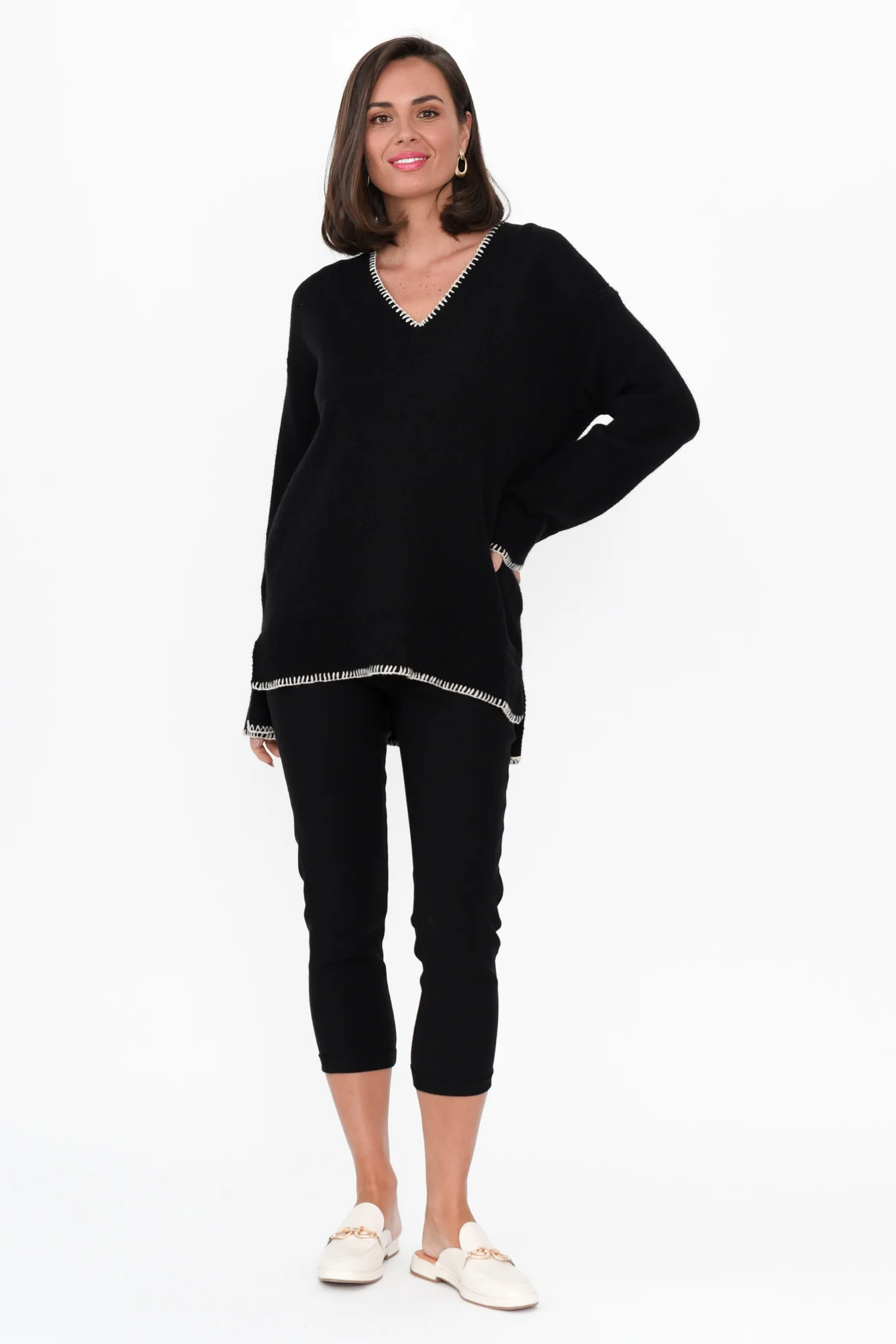 Garrick Black Trim Knit Jumper