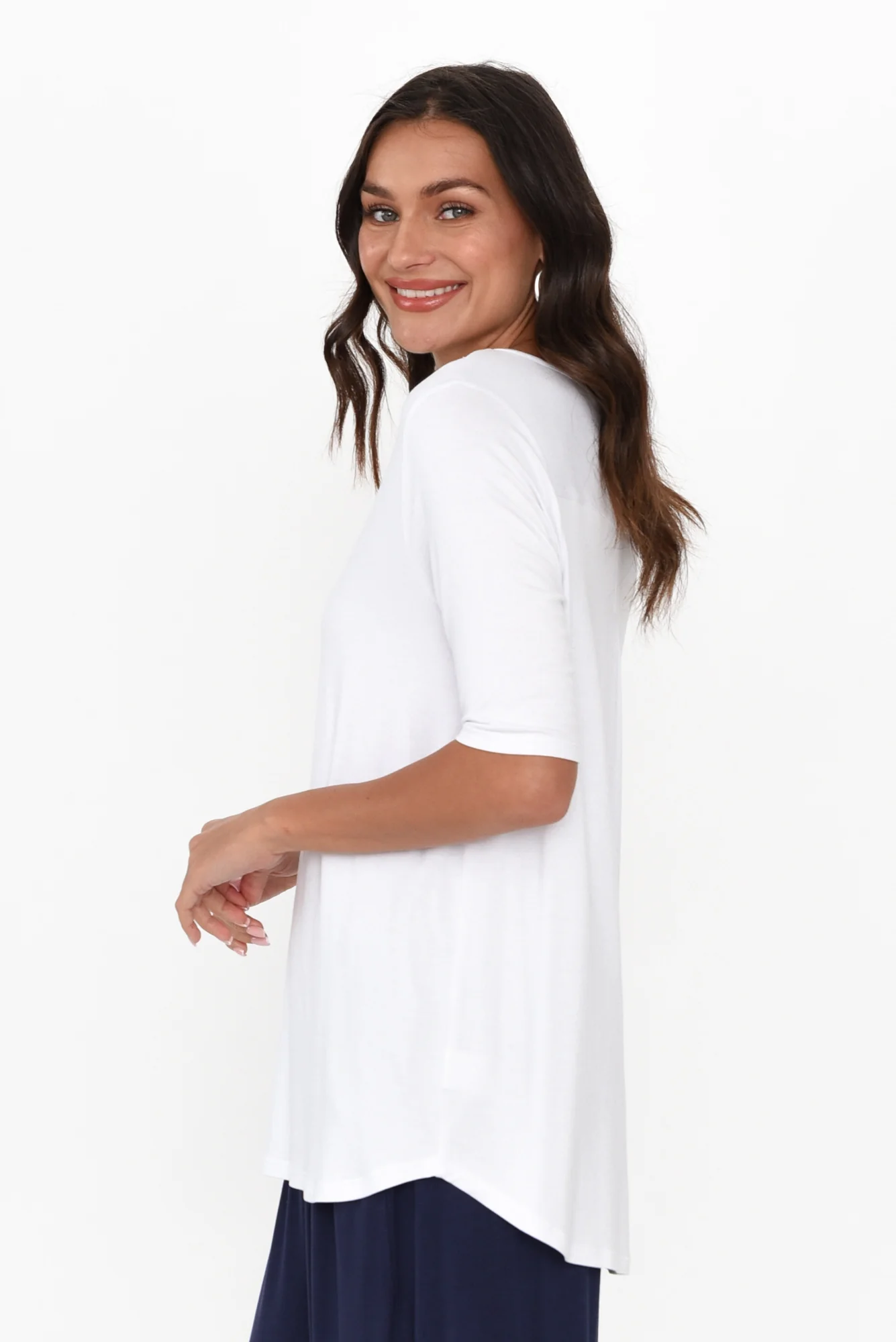Maya White Half Sleeve Tee