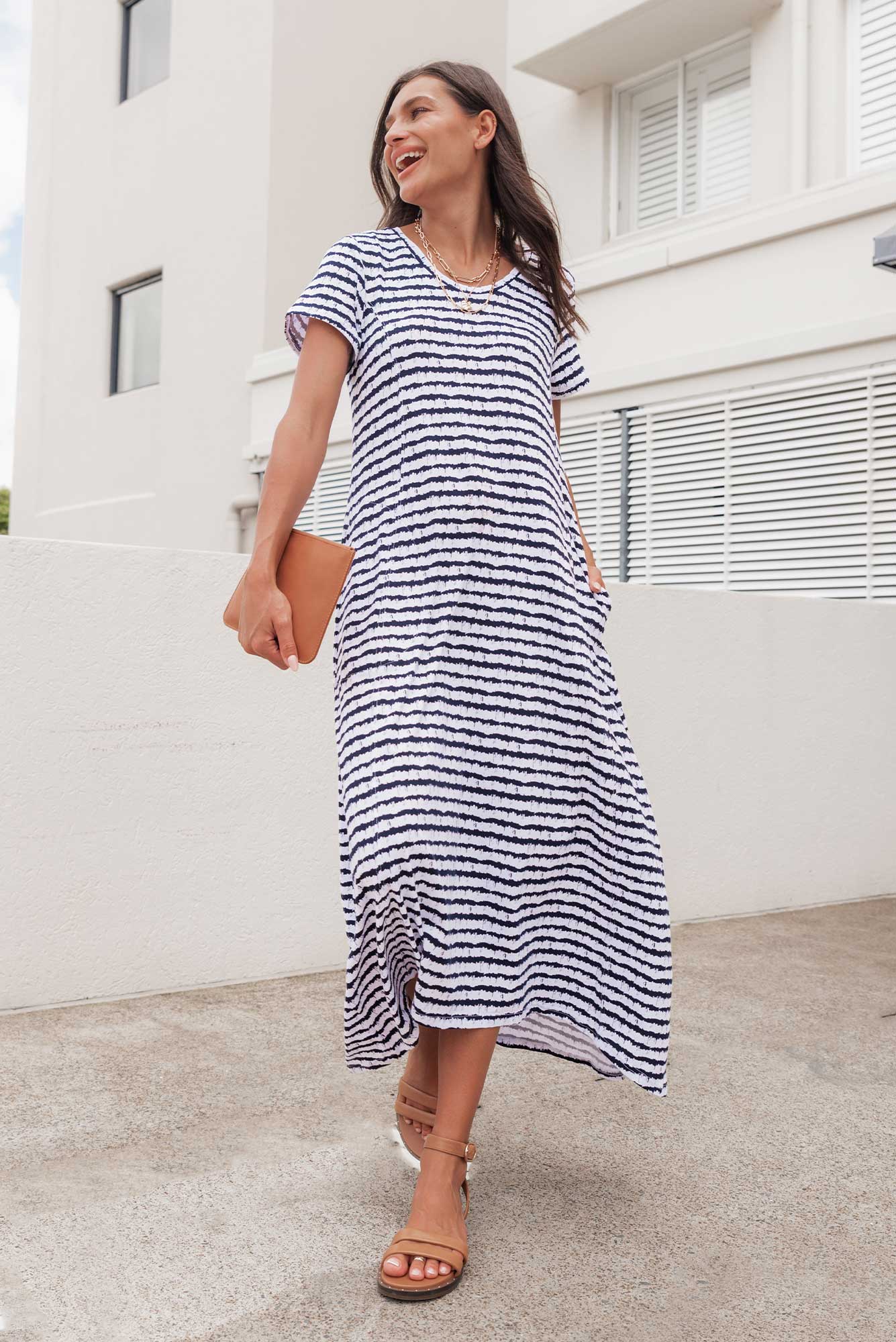 Patrick Navy Stripe Cotton Pocket Dress