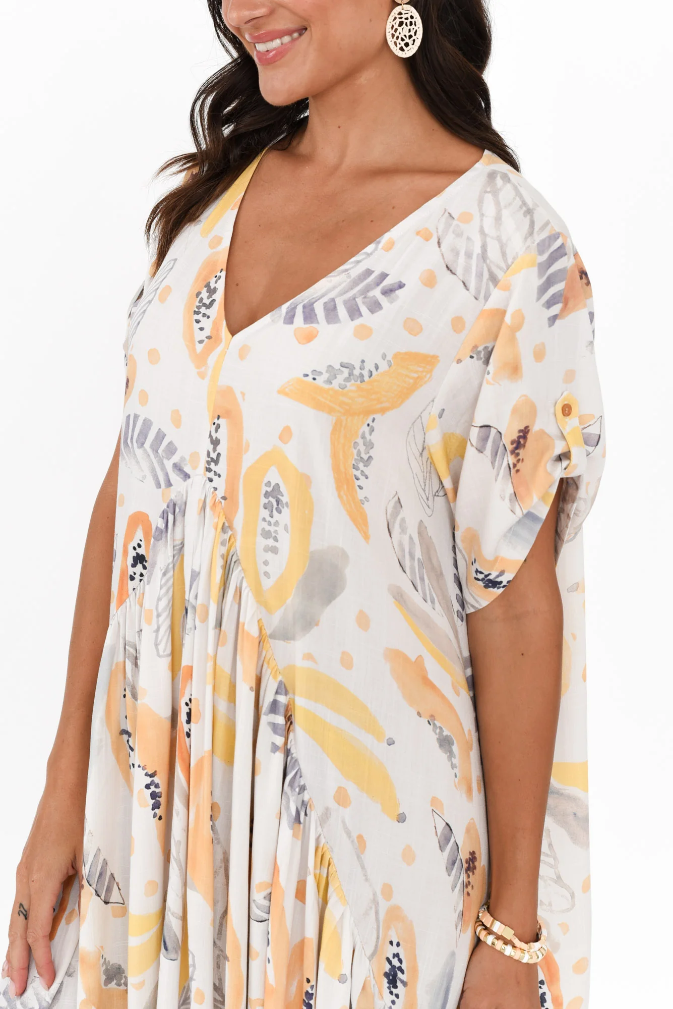 White Fruity Peak Maxi Dress