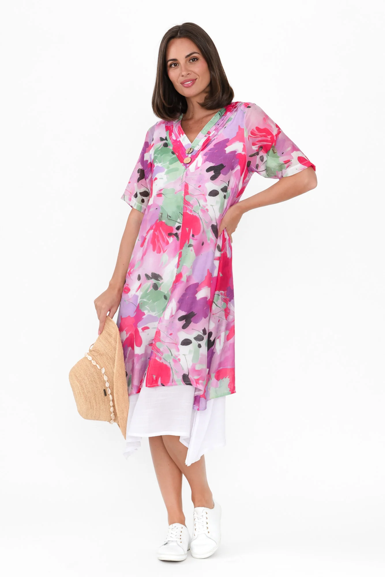Nala Pink Floral Layers Dress