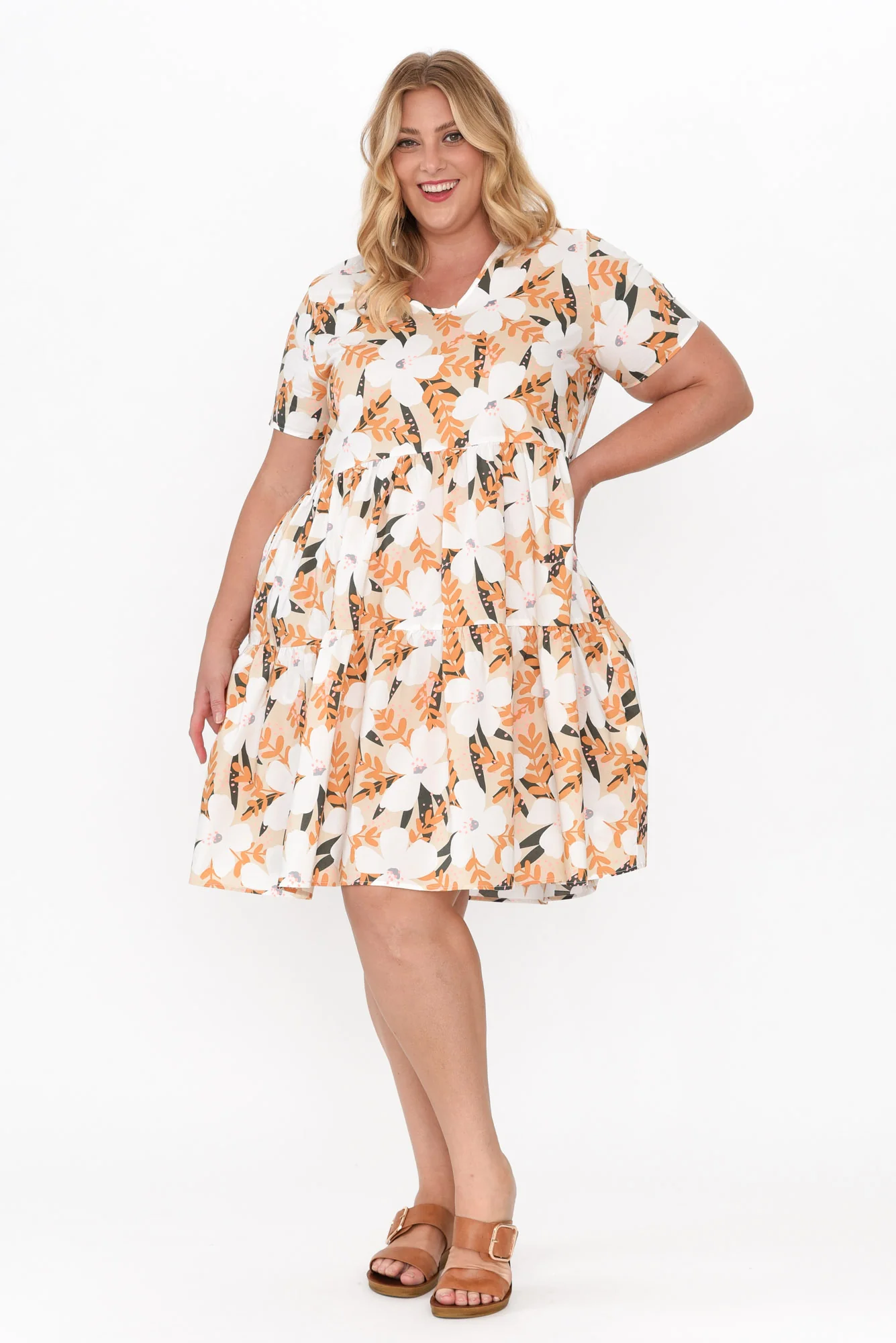 Kienna White Blossom Cotton Poplin Dress