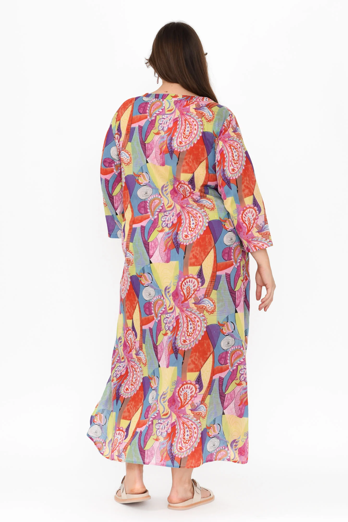 Apia Orange Geo Cotton Maxi Dress