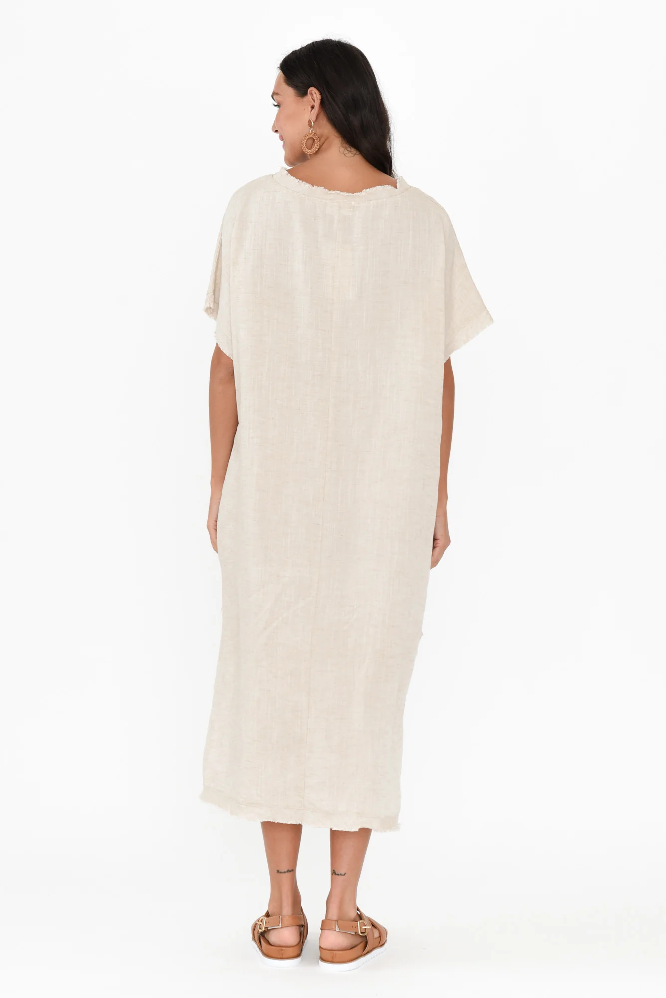 Darlene Beige Linen Blend Dress