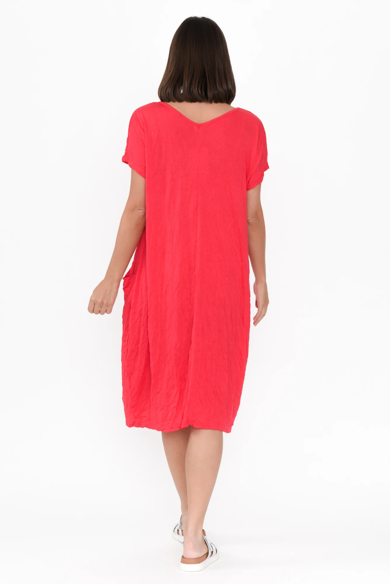Travel Berry Crinkle Cotton Dress