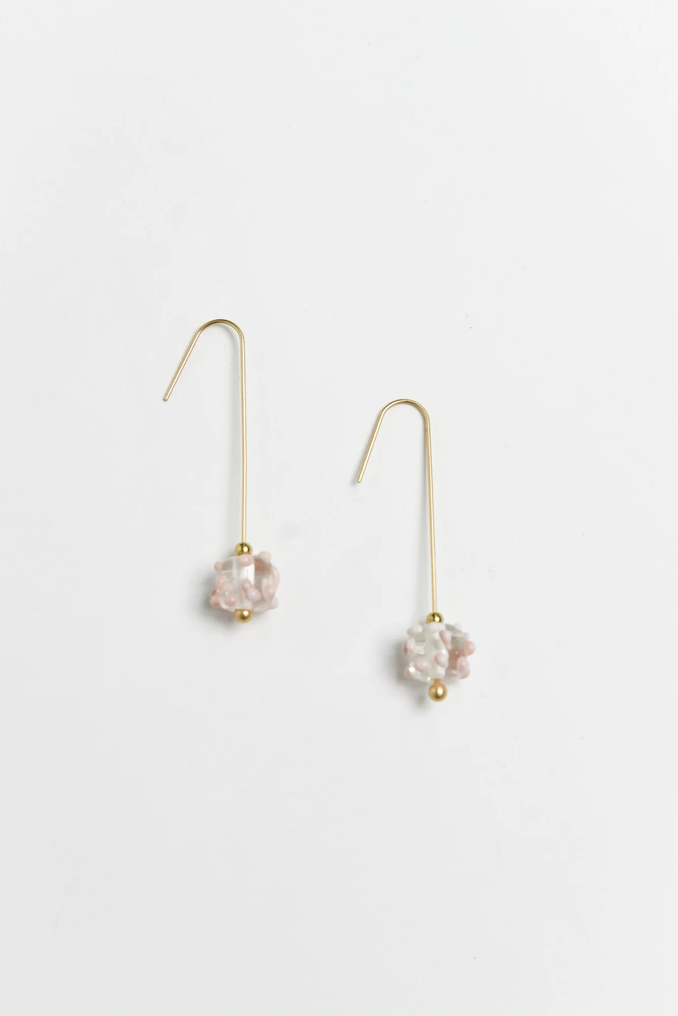 Anka Pink Dot Glass Hook Earrings