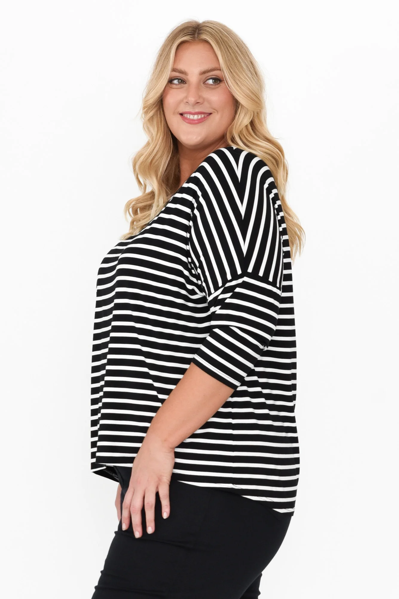 Camila Black Stripe Bamboo Top