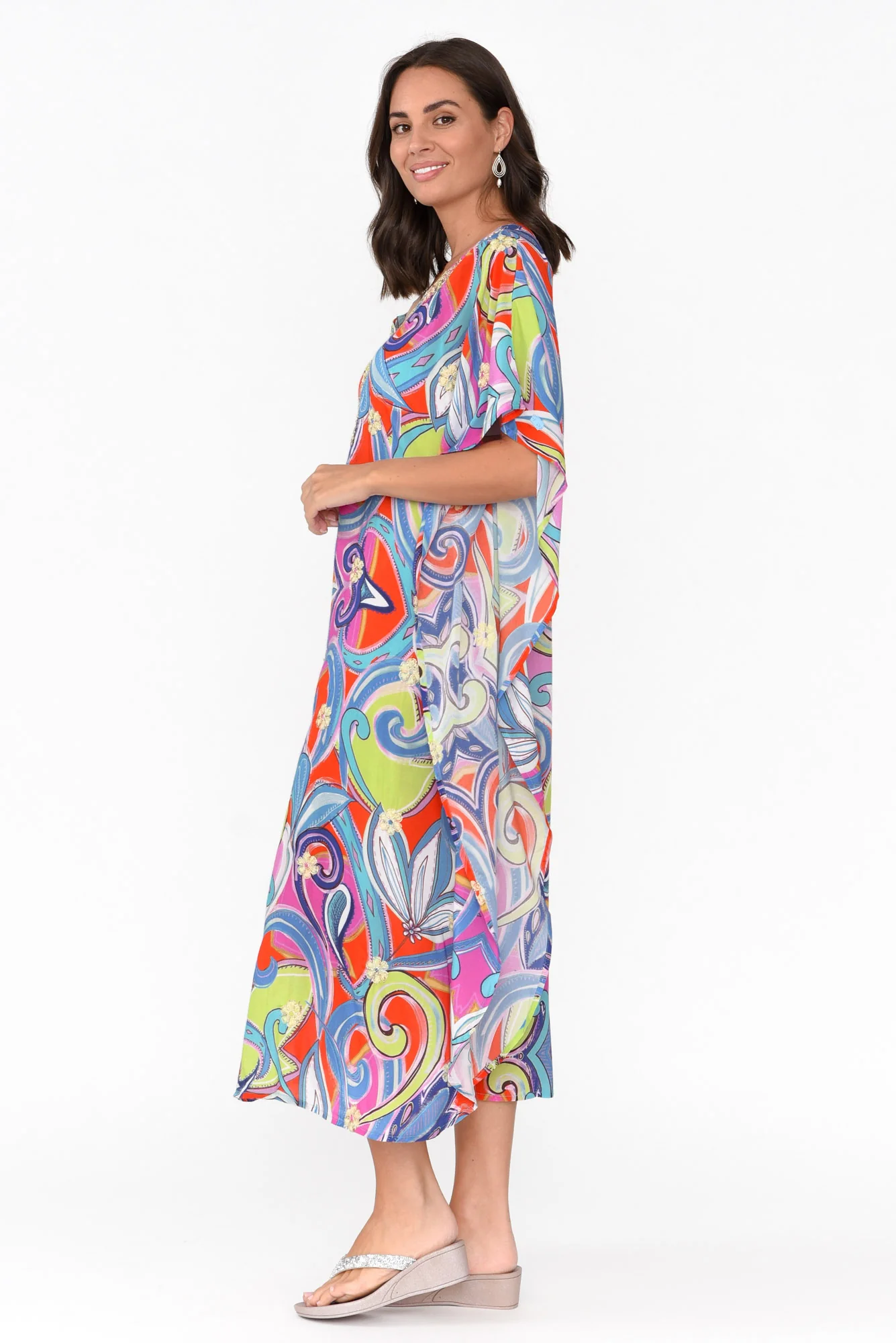 Bethanie Purple Abstract Embellished Kaftan