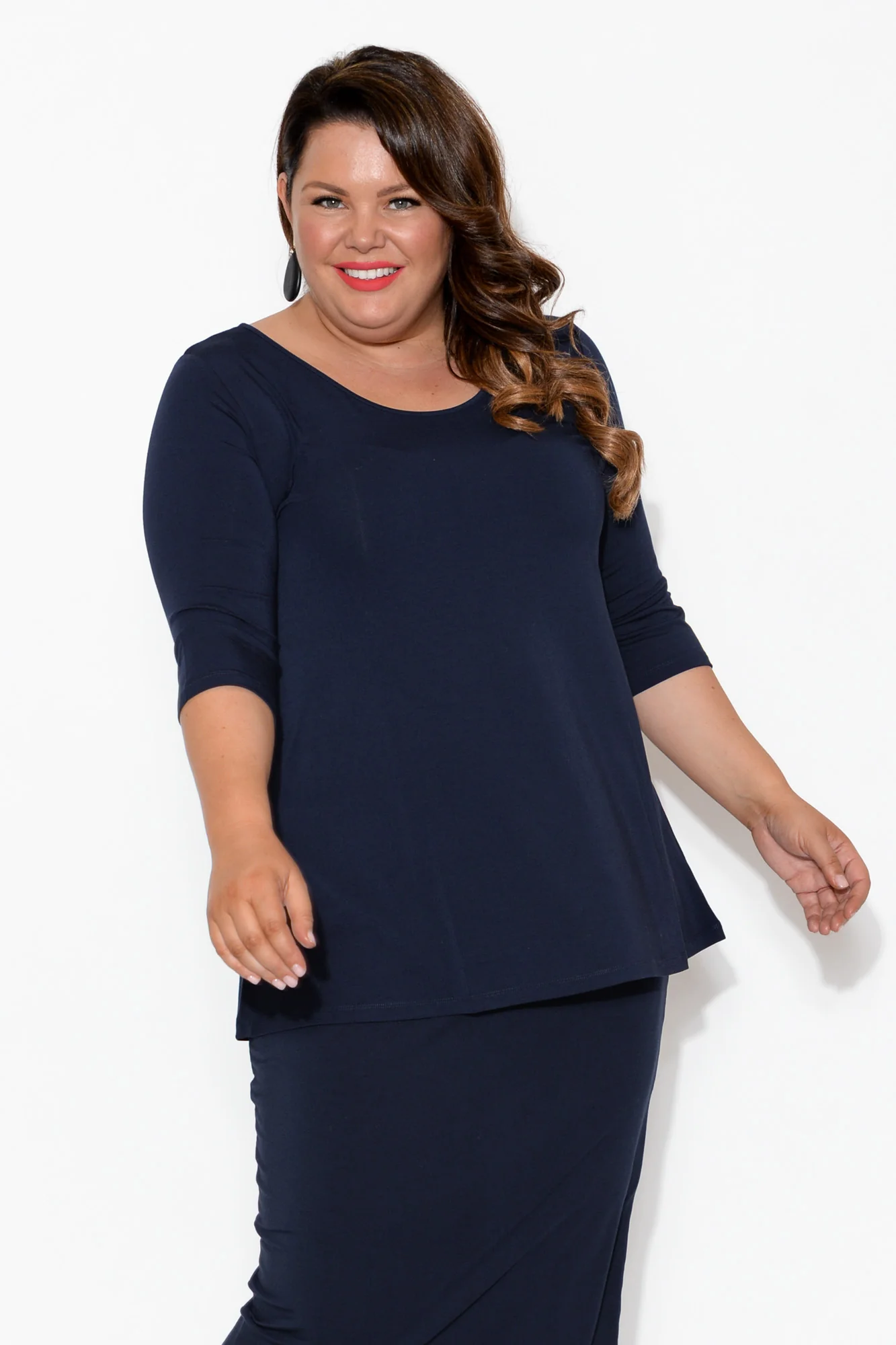 Aretha Navy Bamboo Top