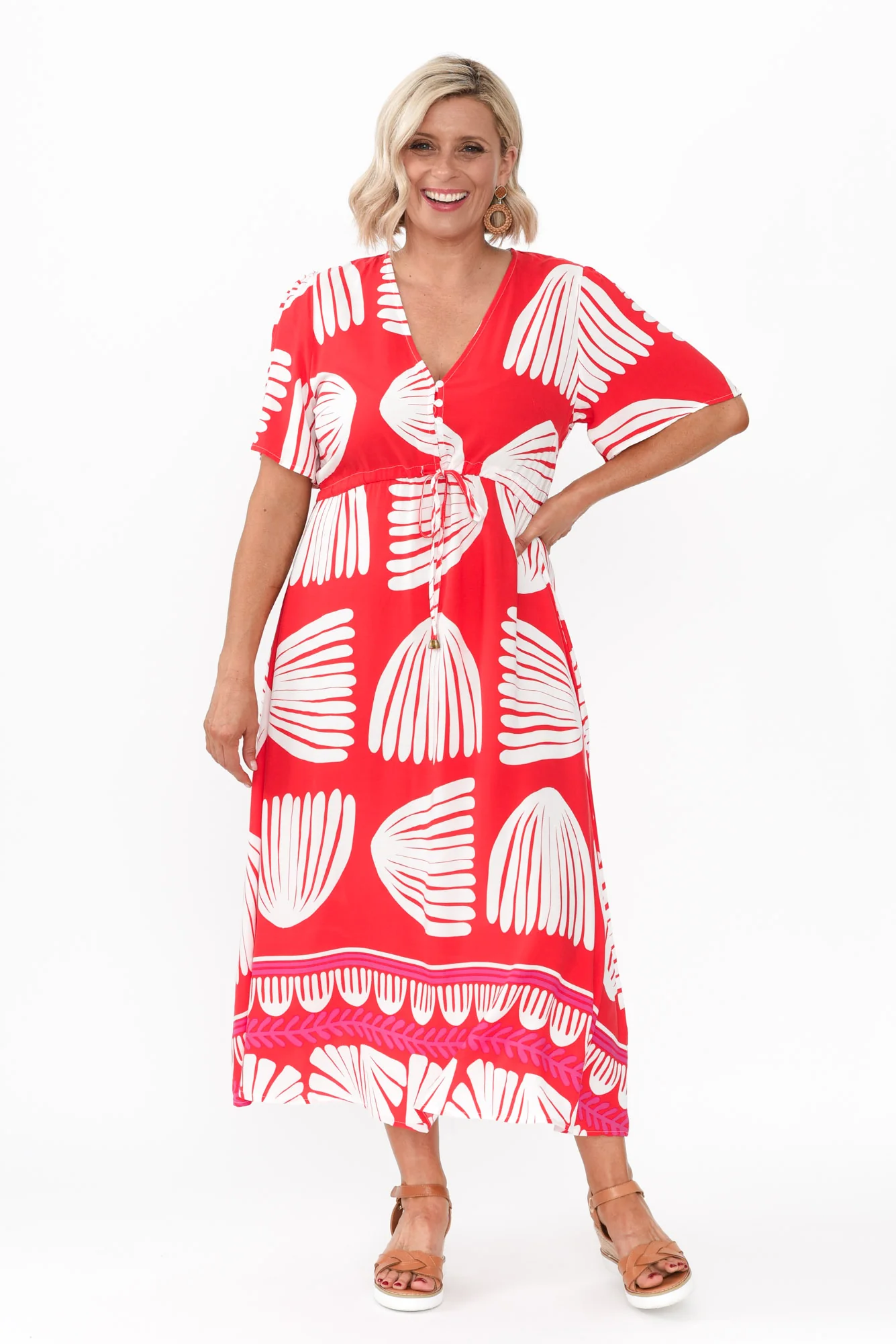 Lynton Red Shell Tie Dress