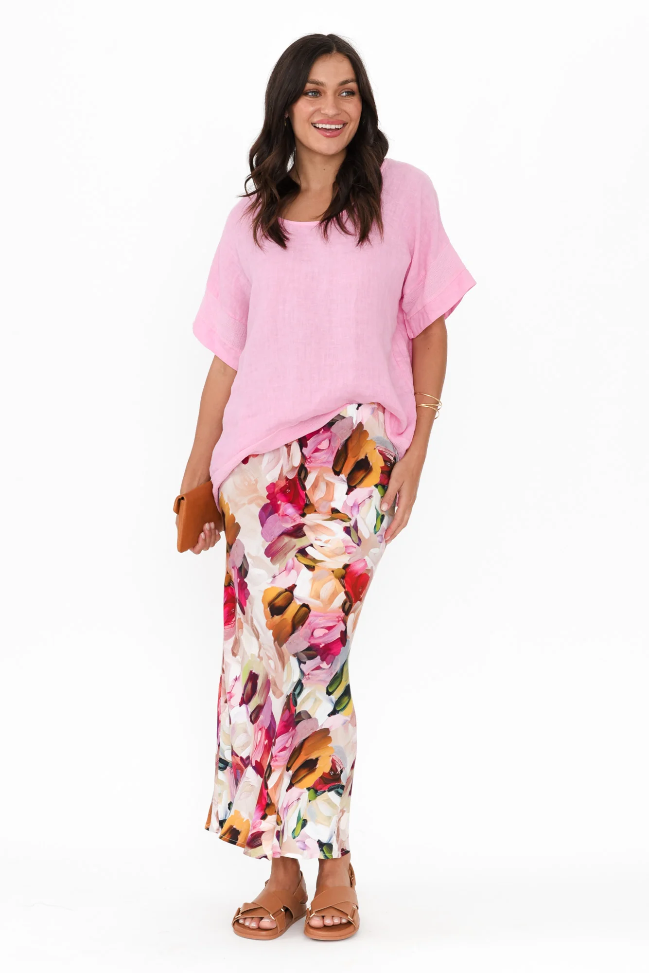 Adelia Purple Floral Bias Skirt