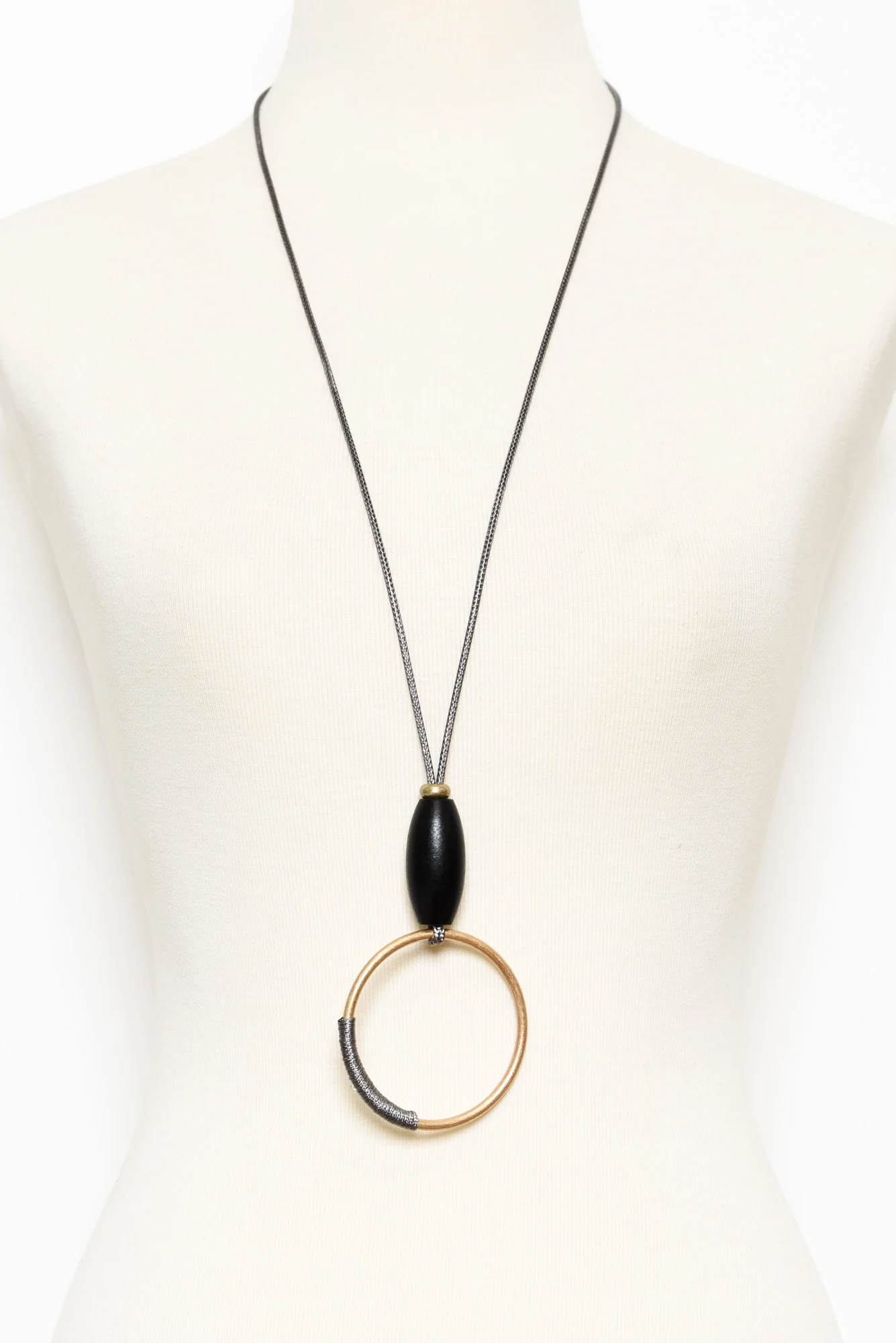 Villanelle Black Beaded Pendant Necklace