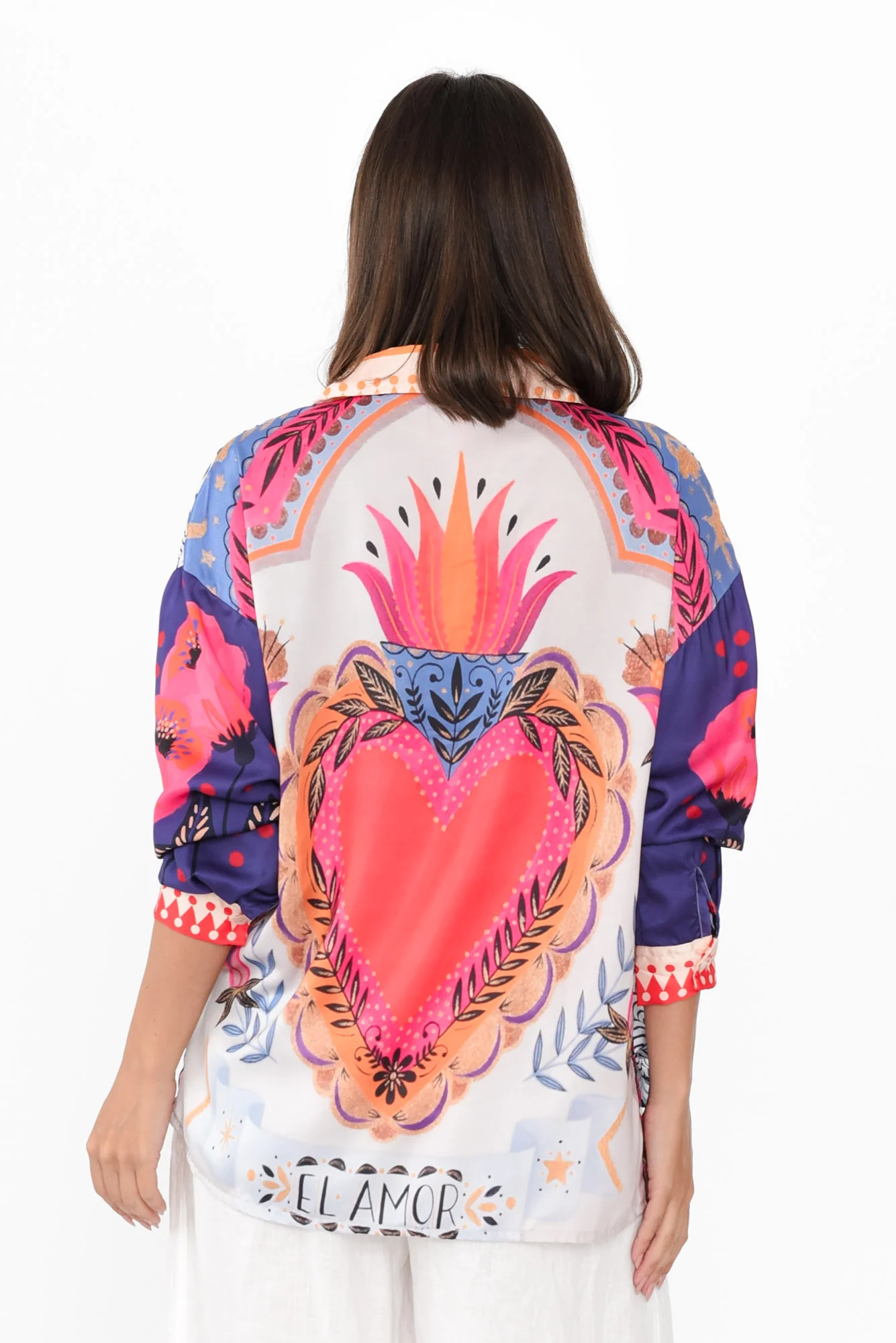 Suzy Navy Geo V Neck Shirt