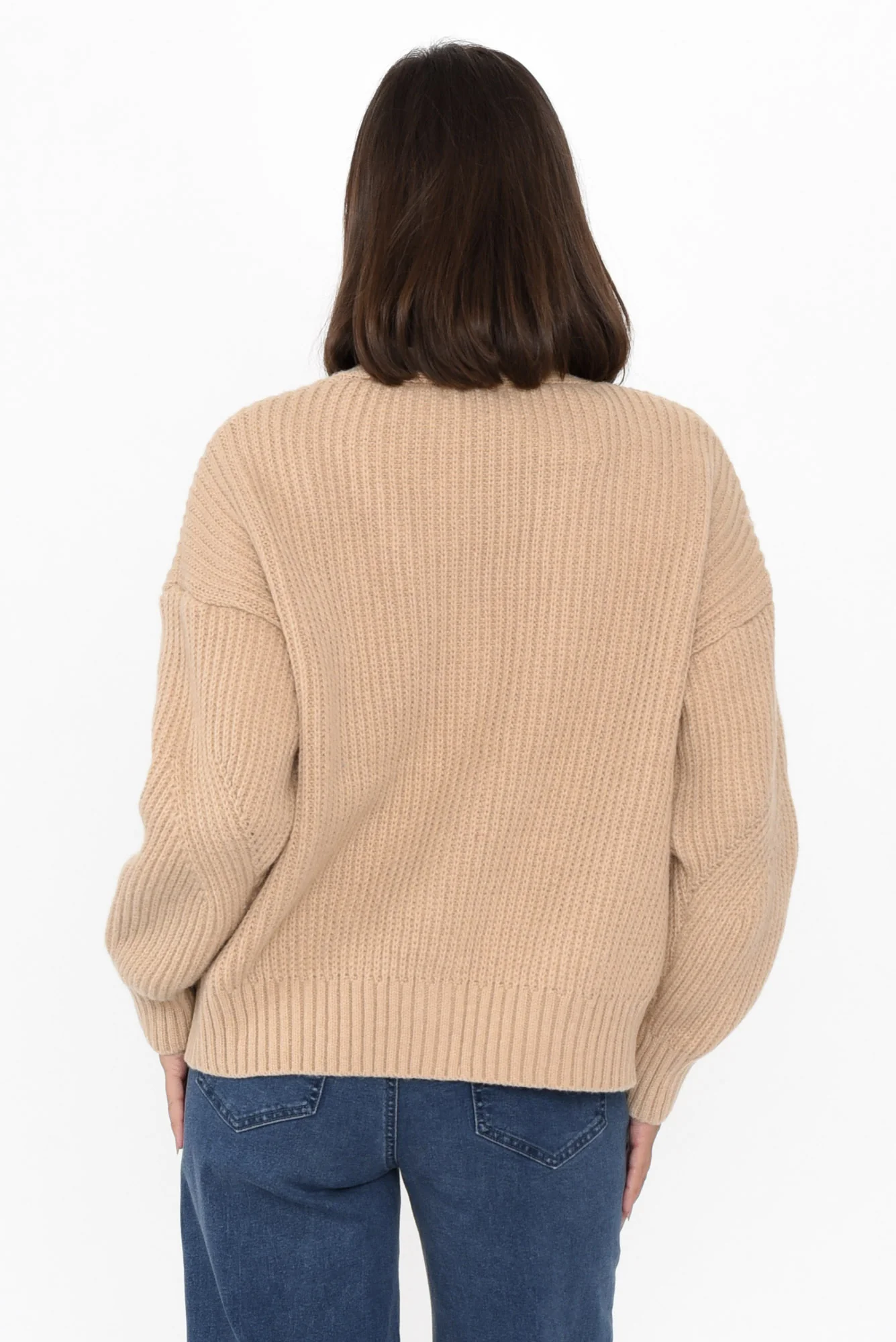 Shara Beige Knit Button Cardigan