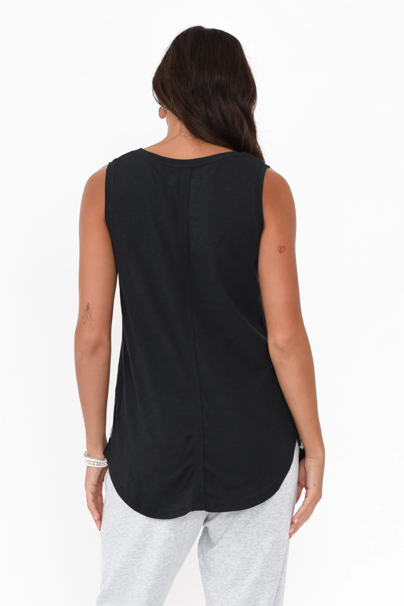 Black Cotton Scoop Tank
