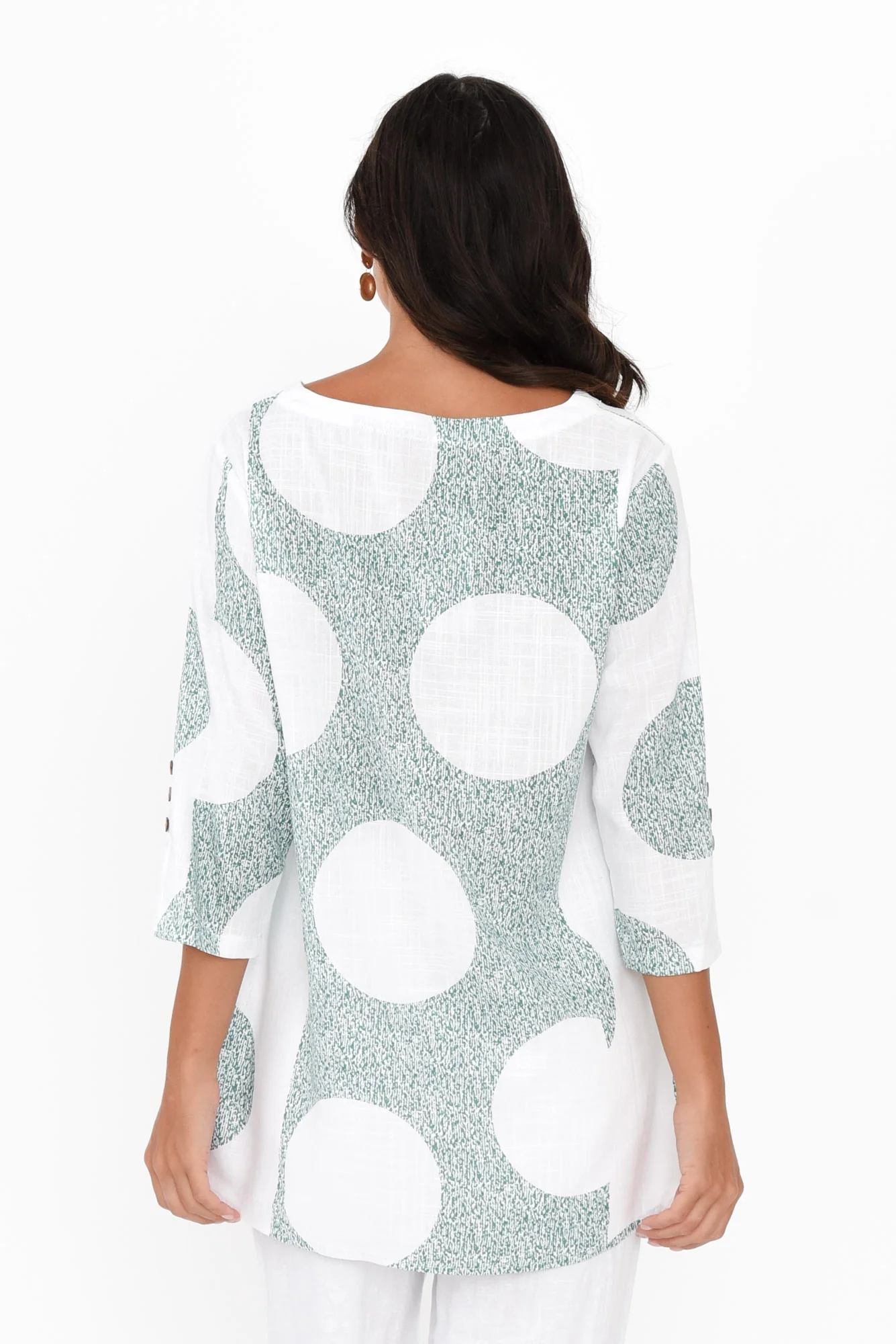 Dina Green Speckle Linen Cotton Top