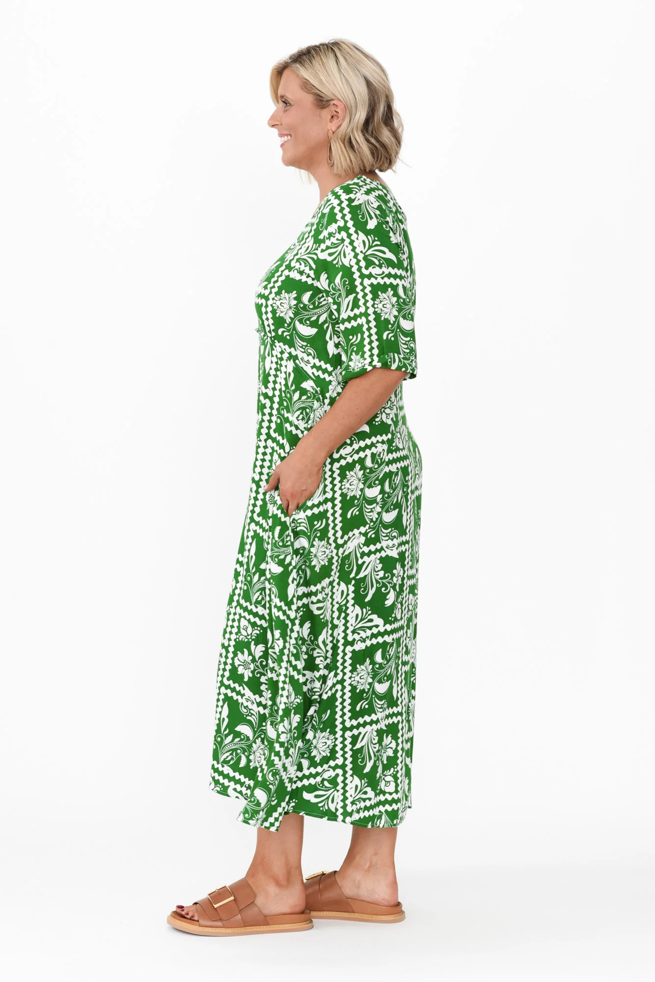 Sula Green Floral Pocket Dress