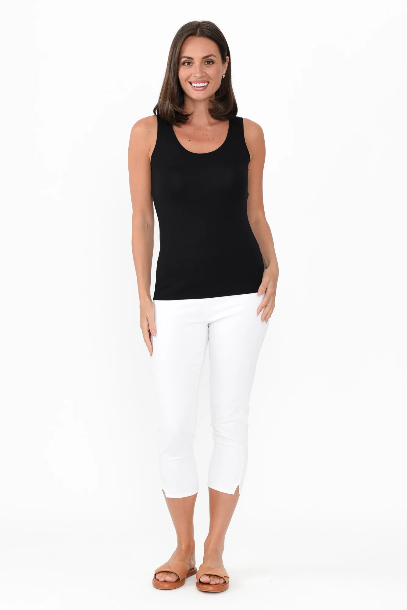 Black Micro Modal Scoop Singlet