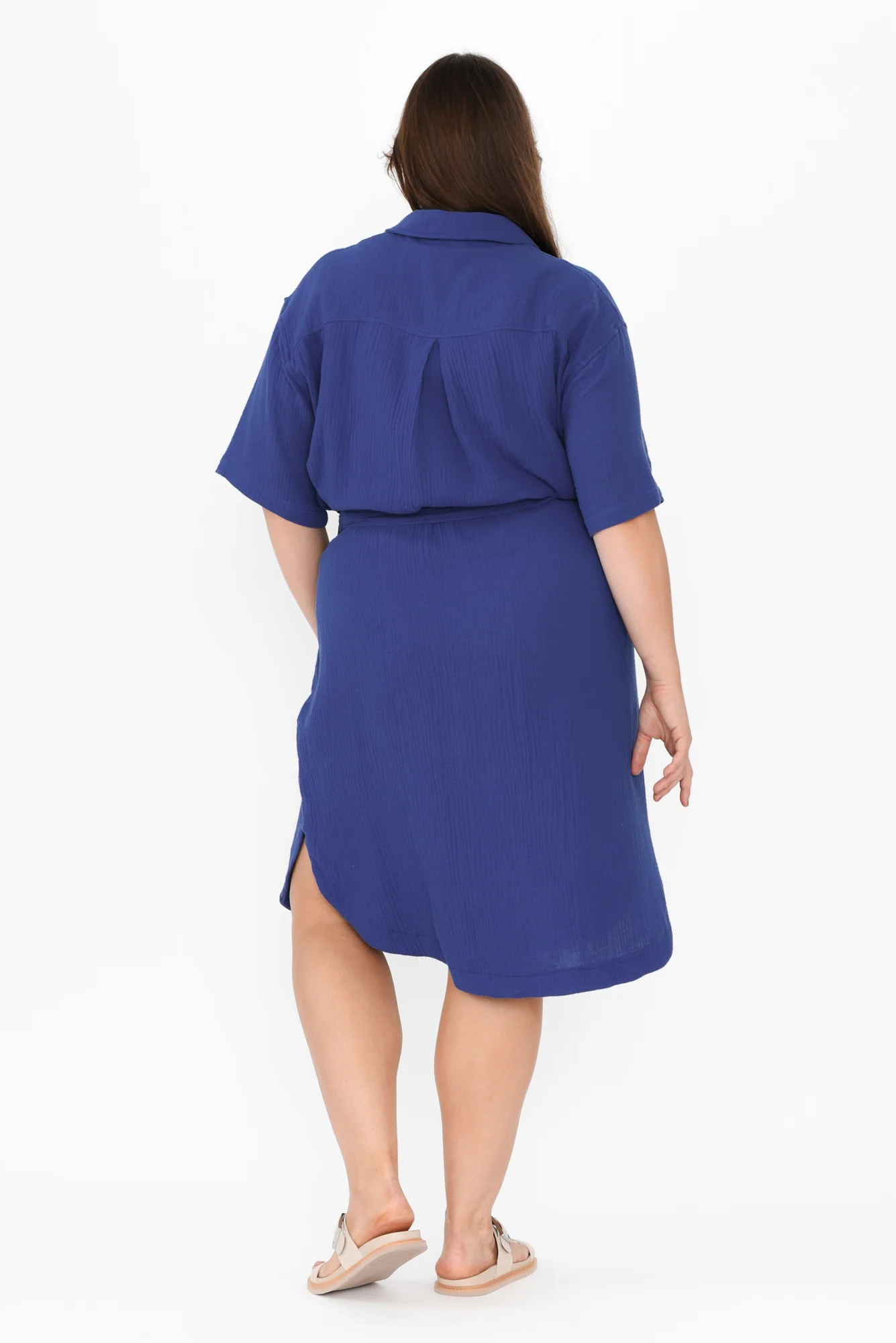 Tahiti Cobalt Cotton Cheesecloth Tie Dress